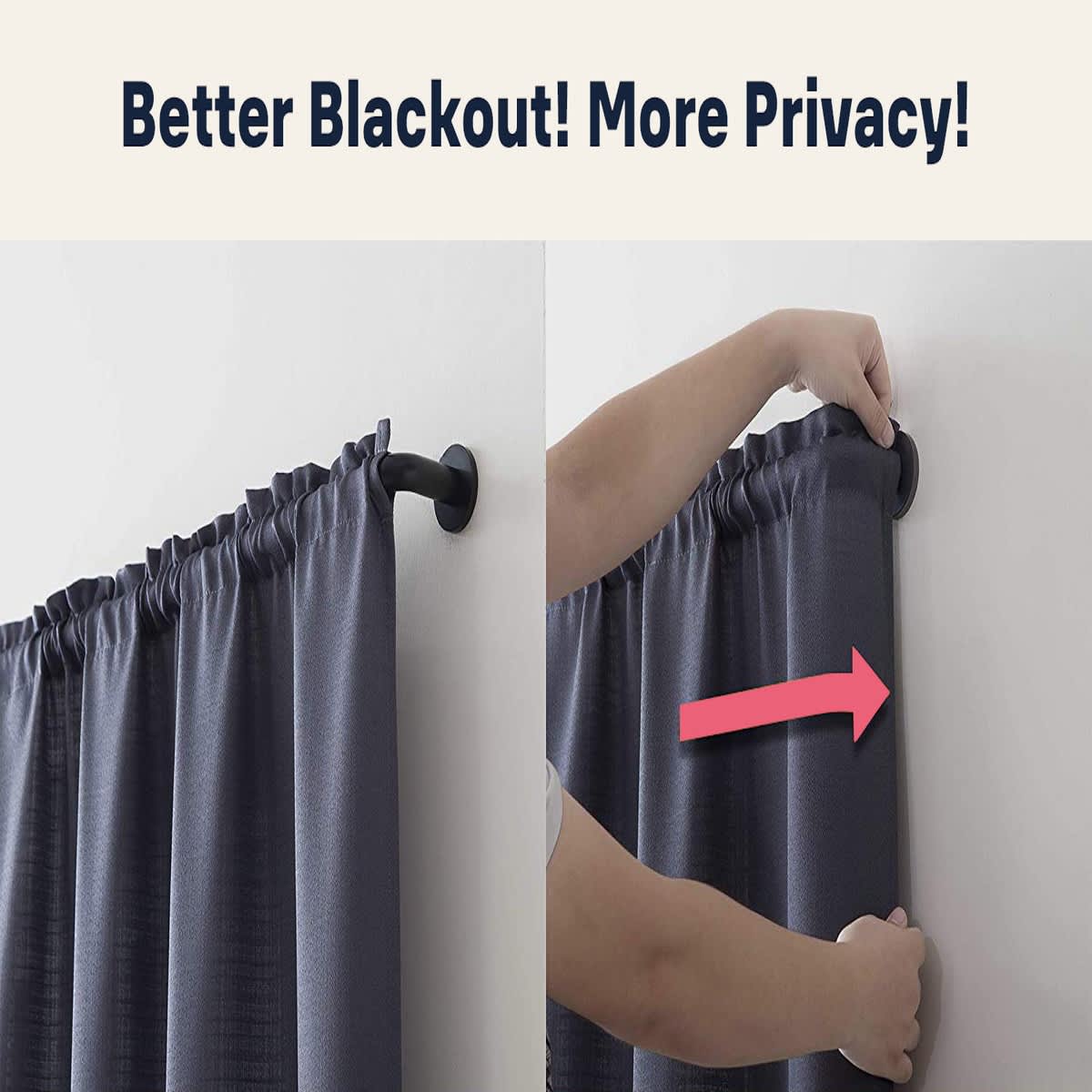 Thd Wrap Around Room Darkening Grommet Curtain Rod - Adjustable Telescoping Curtain Rod - Sturdy Rustproof Pipe 1" Diameter for Heavier Blackout Drapes - Image 4