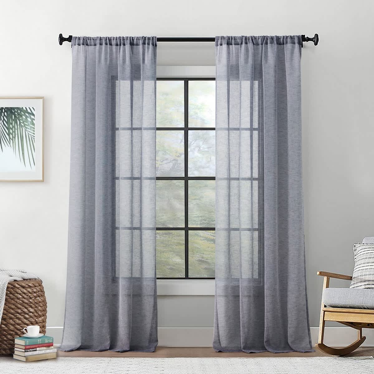 Thd Zoey Faux Linen Textured Semi Sheer Window Rod Pocket Thick Curtains Drapery Panels, 2 Panels - Image 15