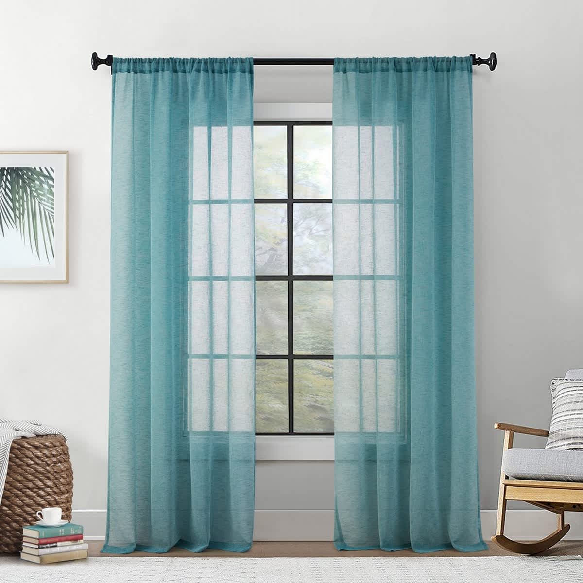 Thd Zoey Faux Linen Textured Semi Sheer Window Rod Pocket Thick Curtains Drapery Panels, 2 Panels - Image 22