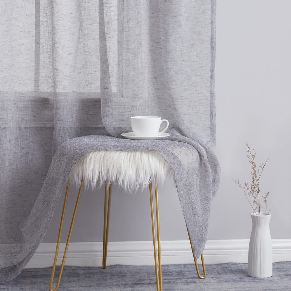 Thd Zoey Faux Linen Textured Semi Sheer Window Rod Pocket Thick Curtains Drapery Panels, 2 Panels - Image 5