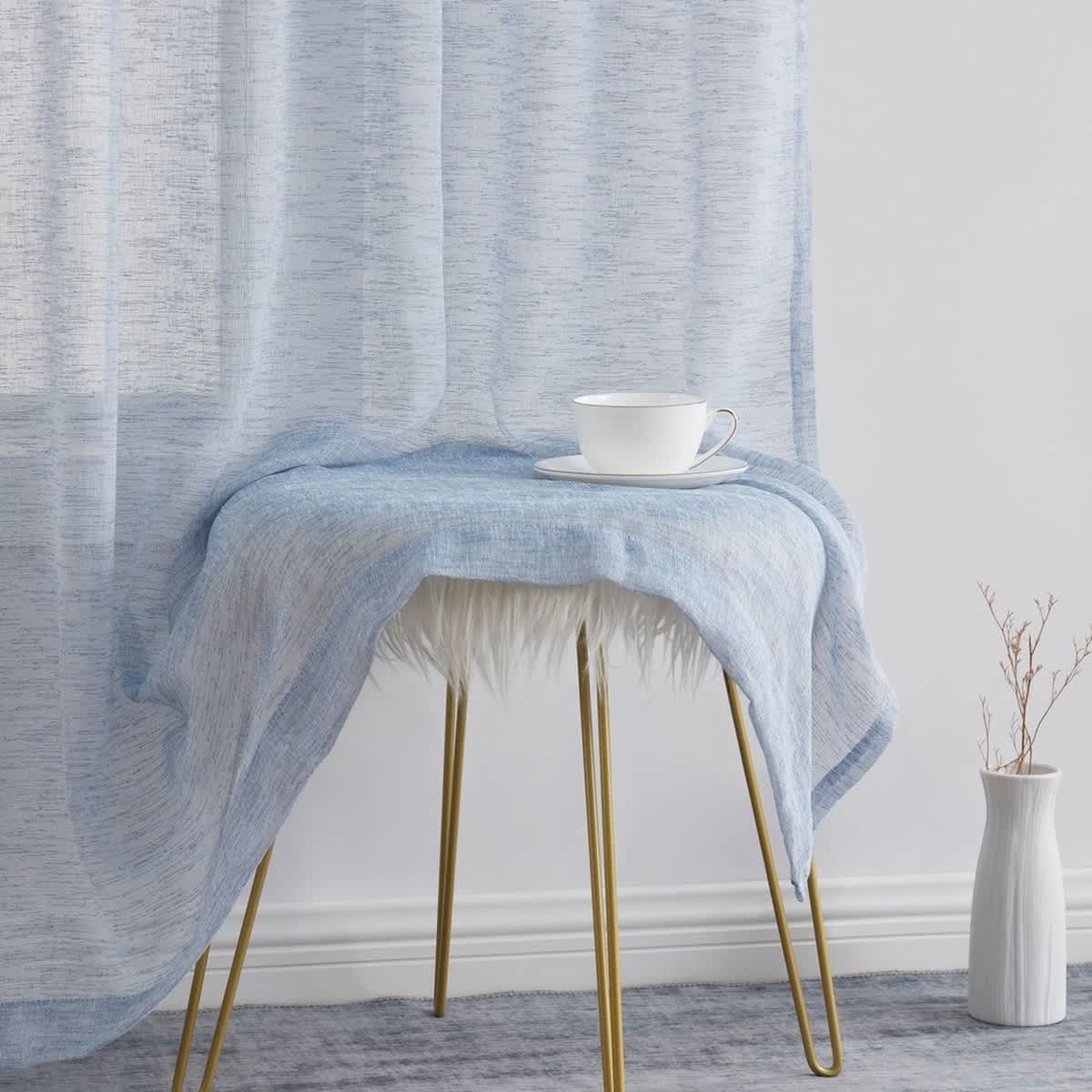 Thd Zoey Faux Linen Textured Semi Sheer Window Rod Pocket Thick Curtains Drapery Panels, 2 Panels - Image 92
