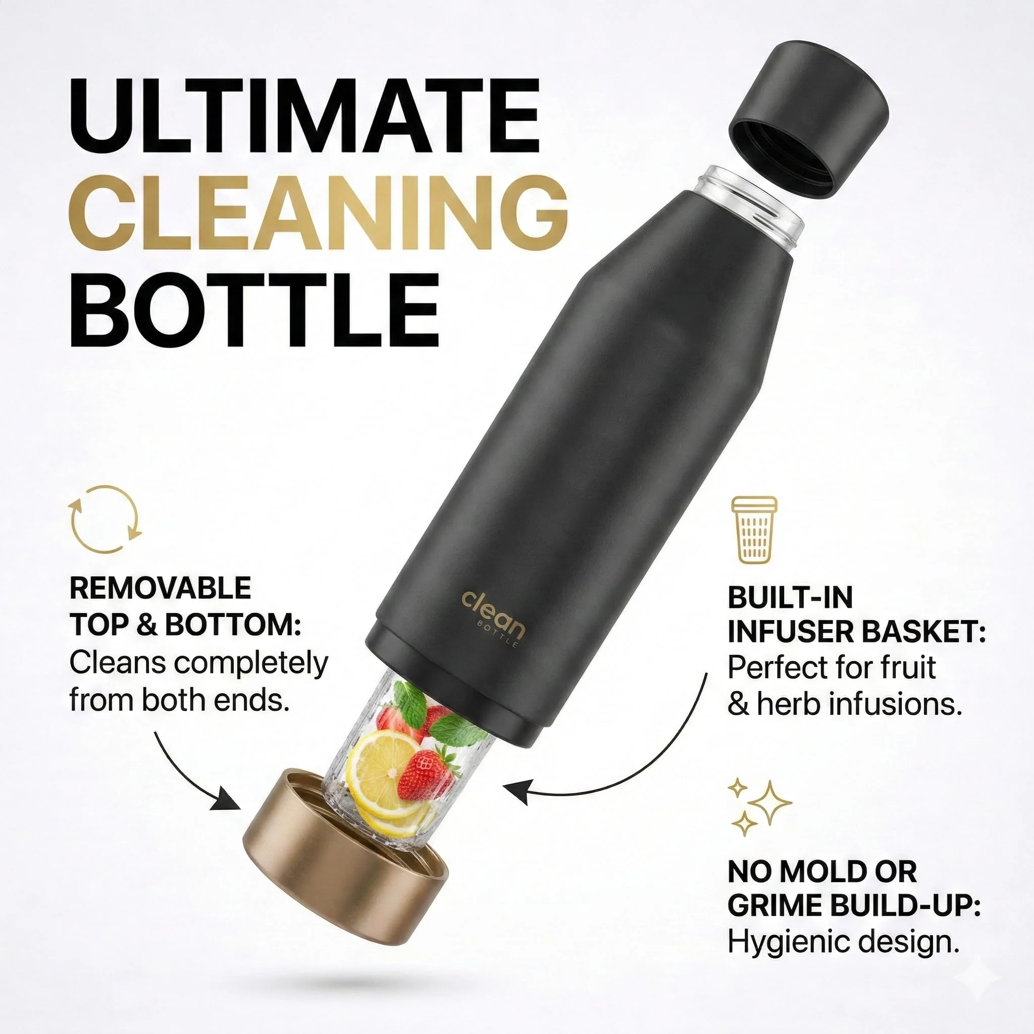 The Clean Hydration Co. Insulated Water Bottle With Fruit Infuser - Image 7