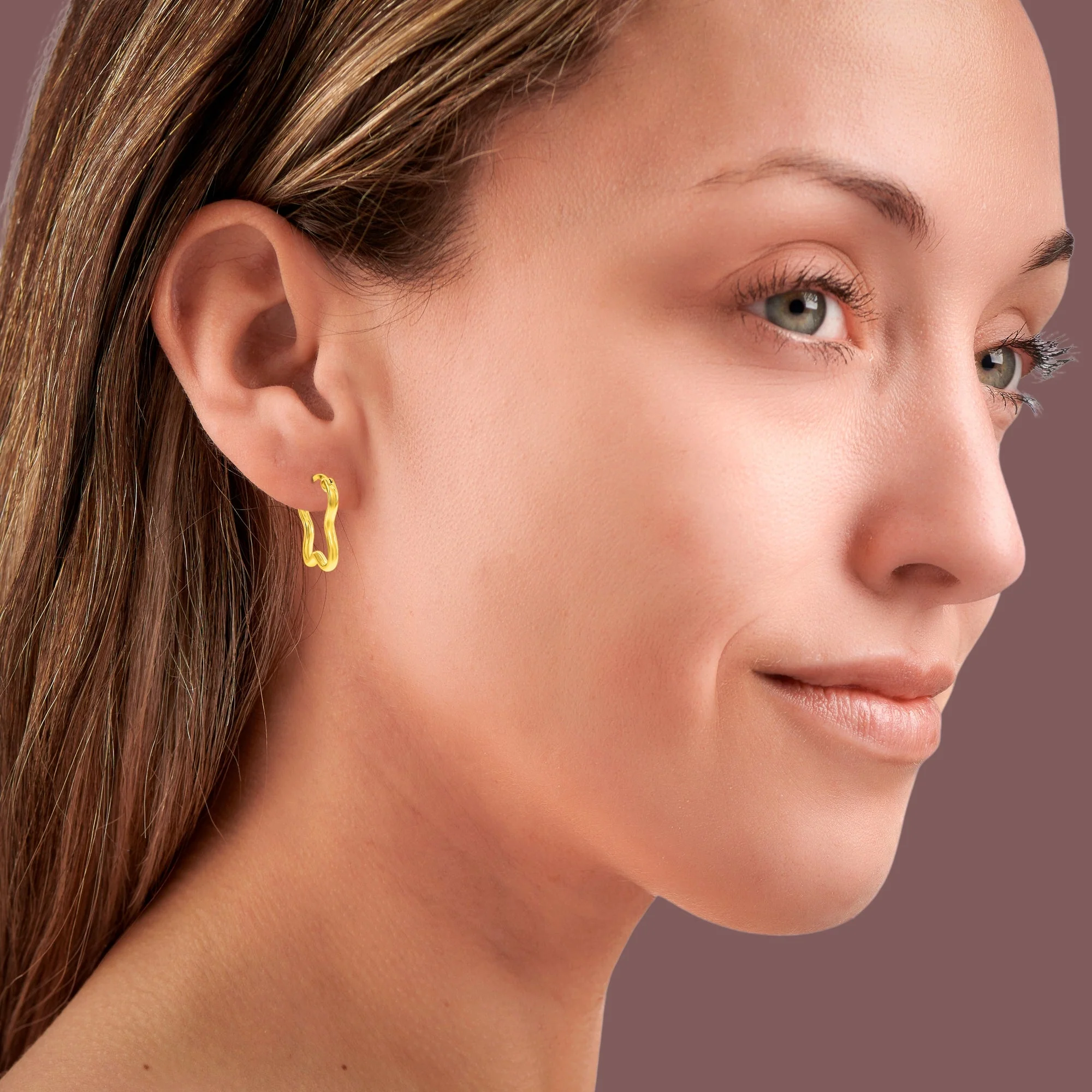The " Wave" Gold Hoop Earrings - Image 2