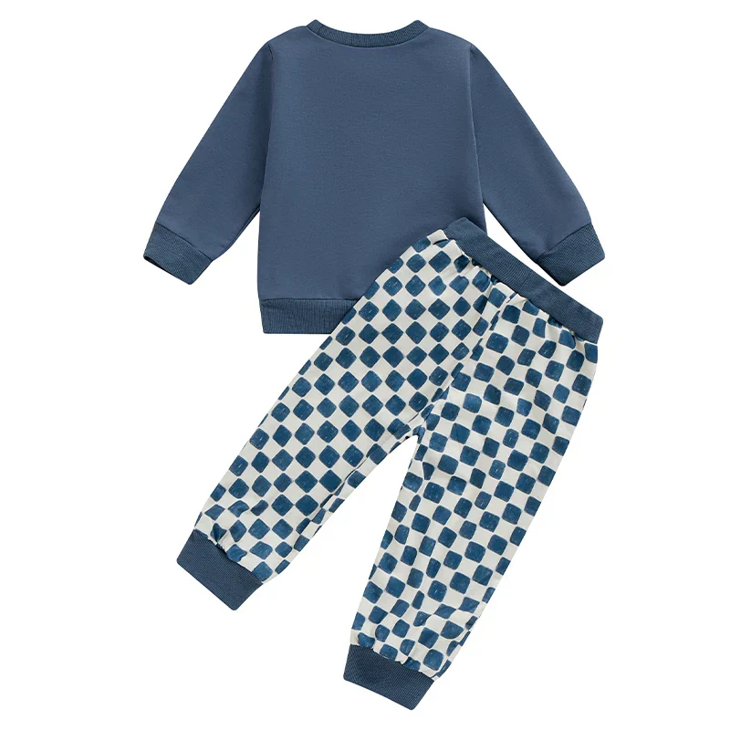 Toddler Kids Boys Girls 2Pcs Big Brother / Sister Letter Print Long Sleeve Top with Elastic Waist Checkered Print Pants Set Outfit - Image 12