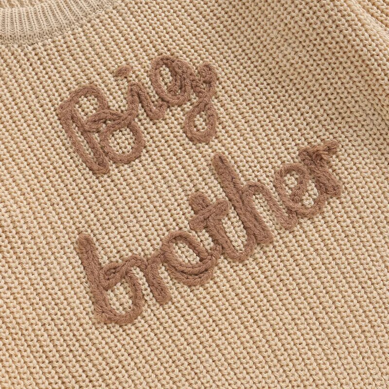 Toddler Kids Boys Sweaters Cotton Long Sleeve Letter Embroidery Big Brother Pullover Loose Knitwear Top - Image 6