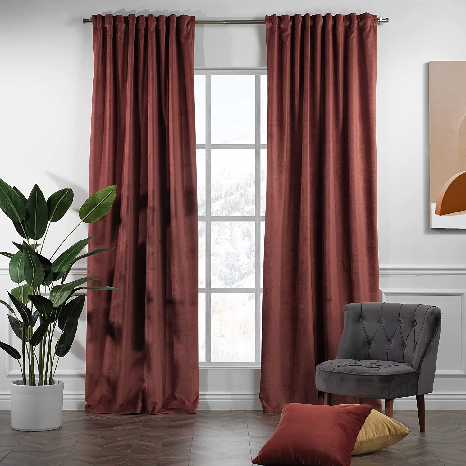 Classic Turkish Towels Extra Long Solid Luxury Matte Velvet Soft Curtain 2 Panels Hanging Back Tap & Rod Pocket Home Décor 5-25 Feet Custom Made Curtains - Made in Turkey - Image 5