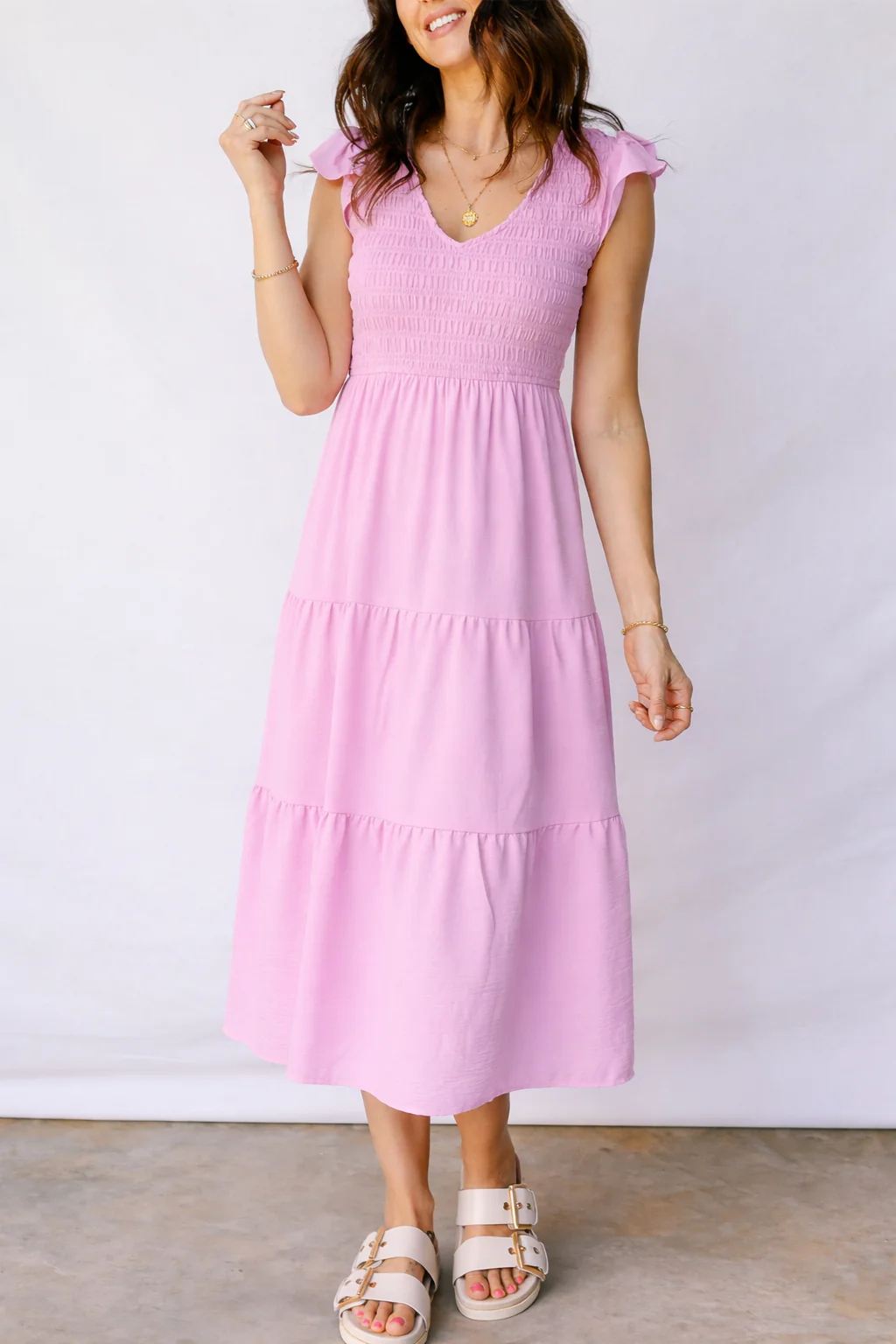 Threaded Pear Treasure Flare Tiered Midi Dress - Image 5