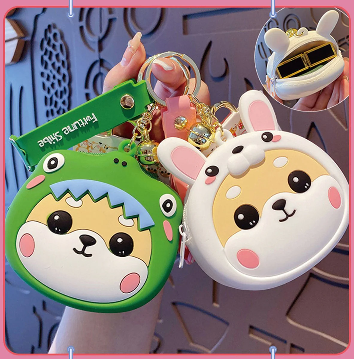 Trendy Shiba Inu Coin Pouch with Keyring and Zipper Closure - Image 5