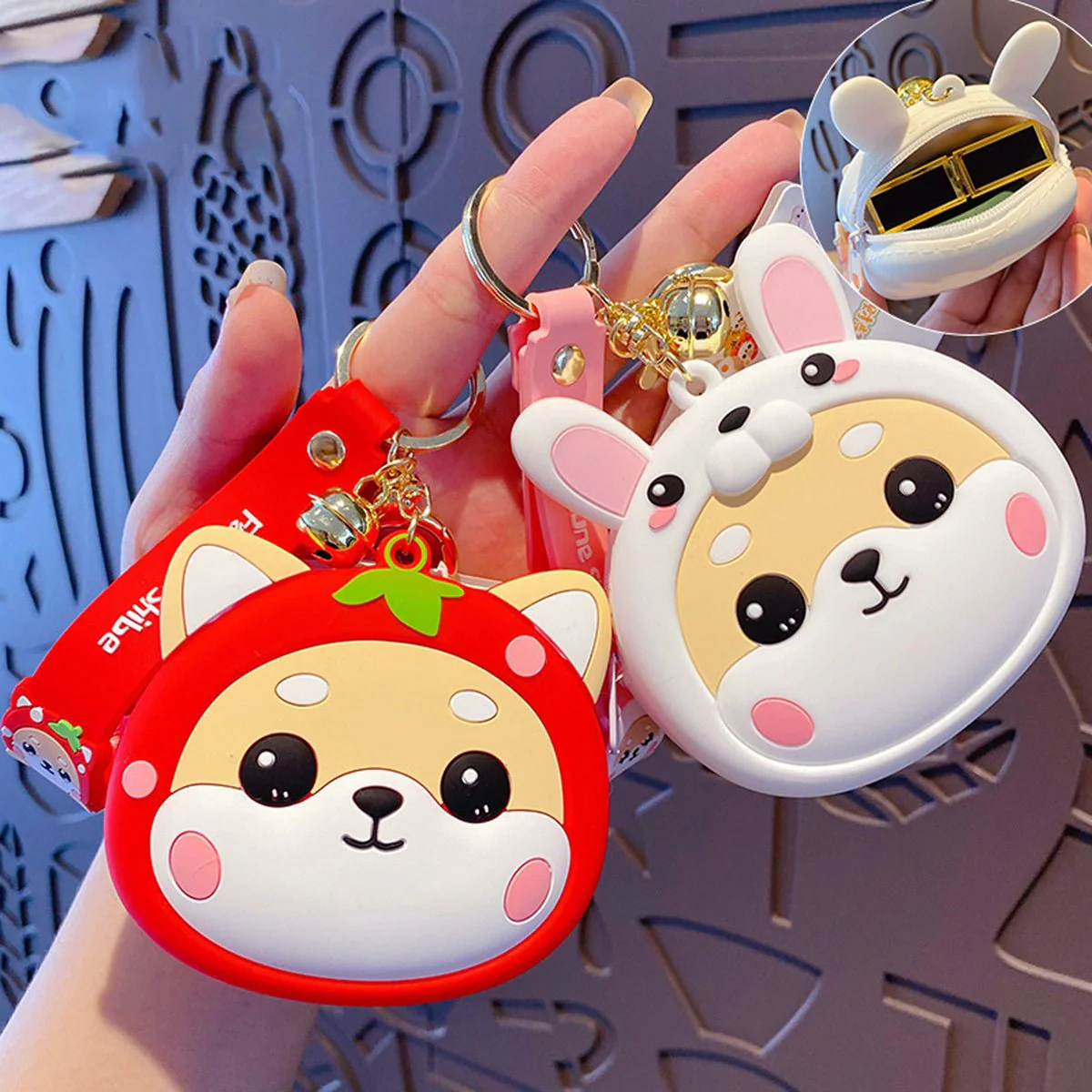 Trendy Shiba Inu Coin Pouch with Keyring and Zipper Closure - Image 9