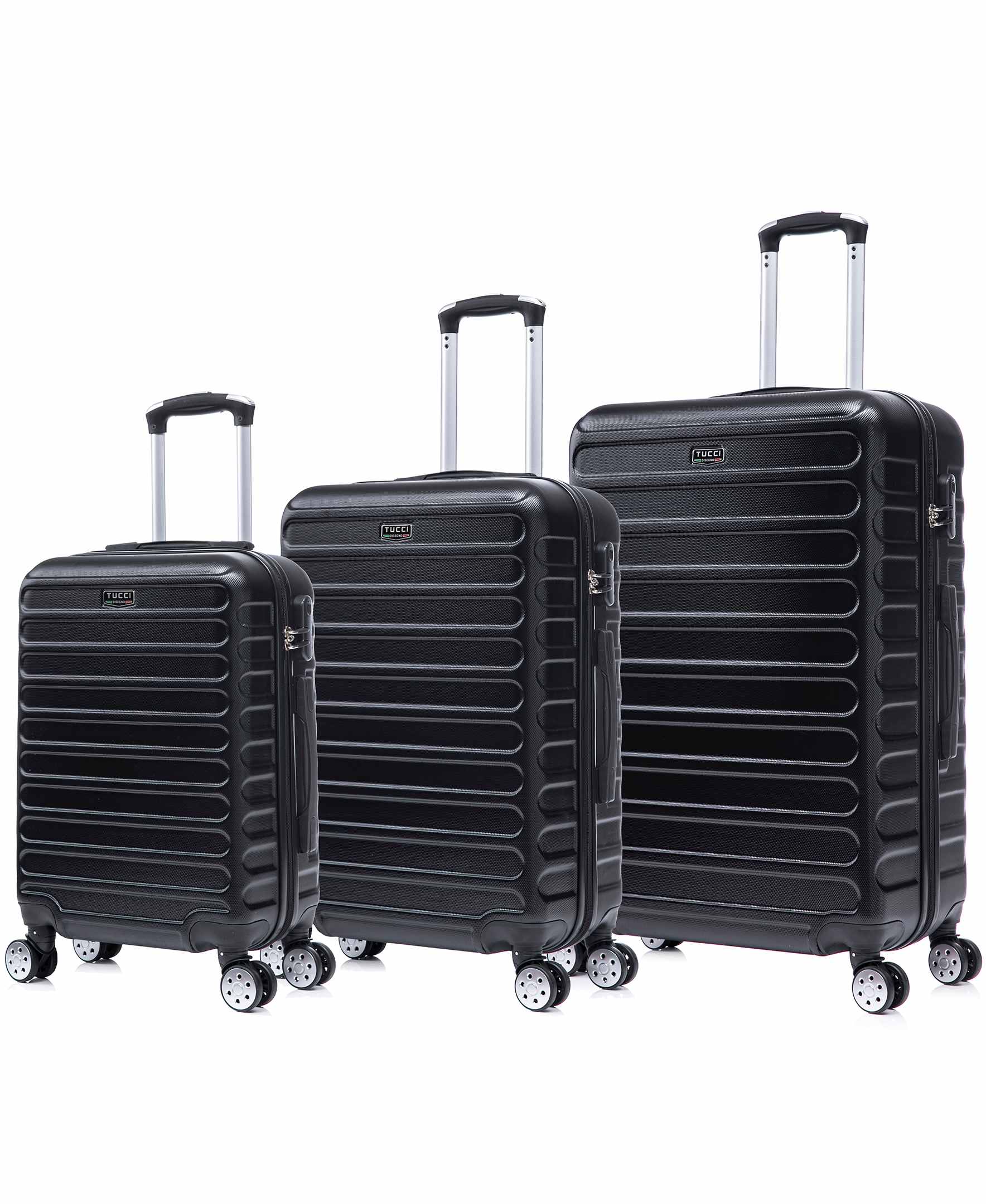 TUCCI Italy CARRAVIA 3PC Hardside Luggage Set (20" 24" 28") - Black - Image 8
