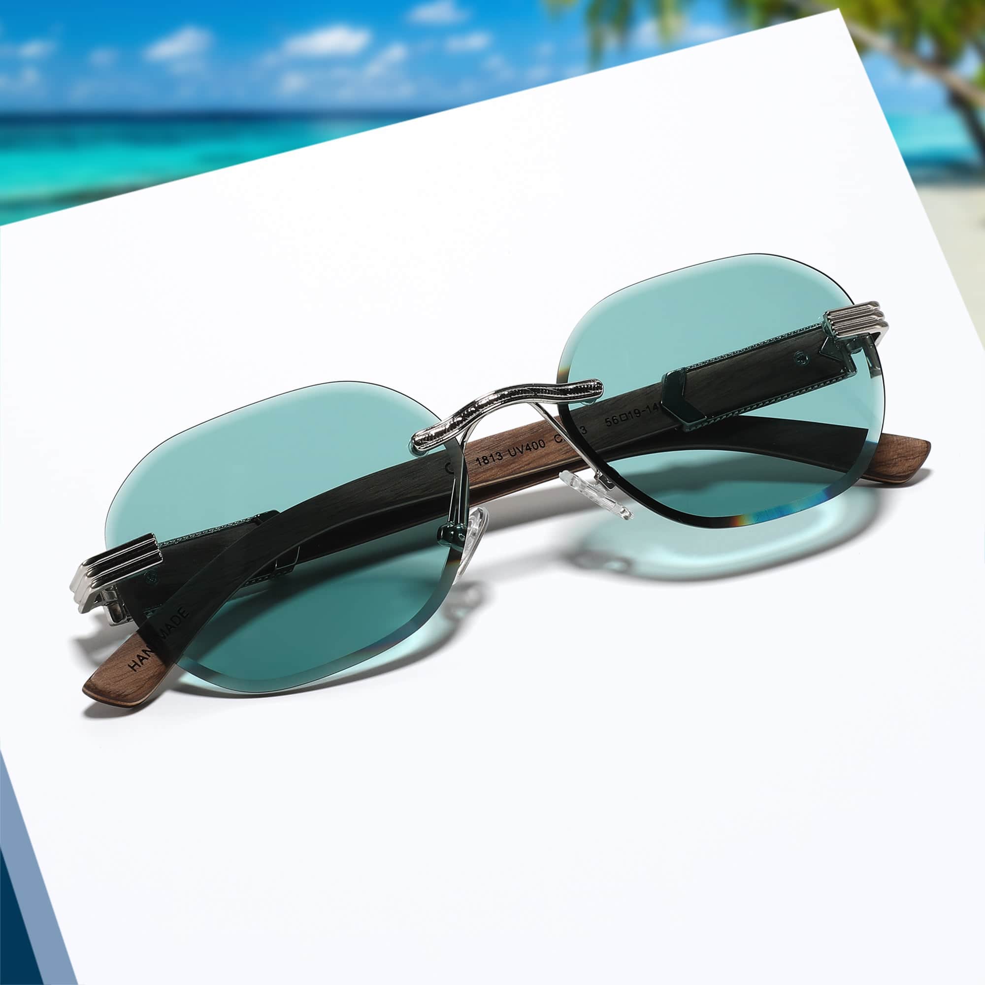 TUCCI Italy Green UV400 Sunglasses Layered Frame High UV Coverage - Image 4