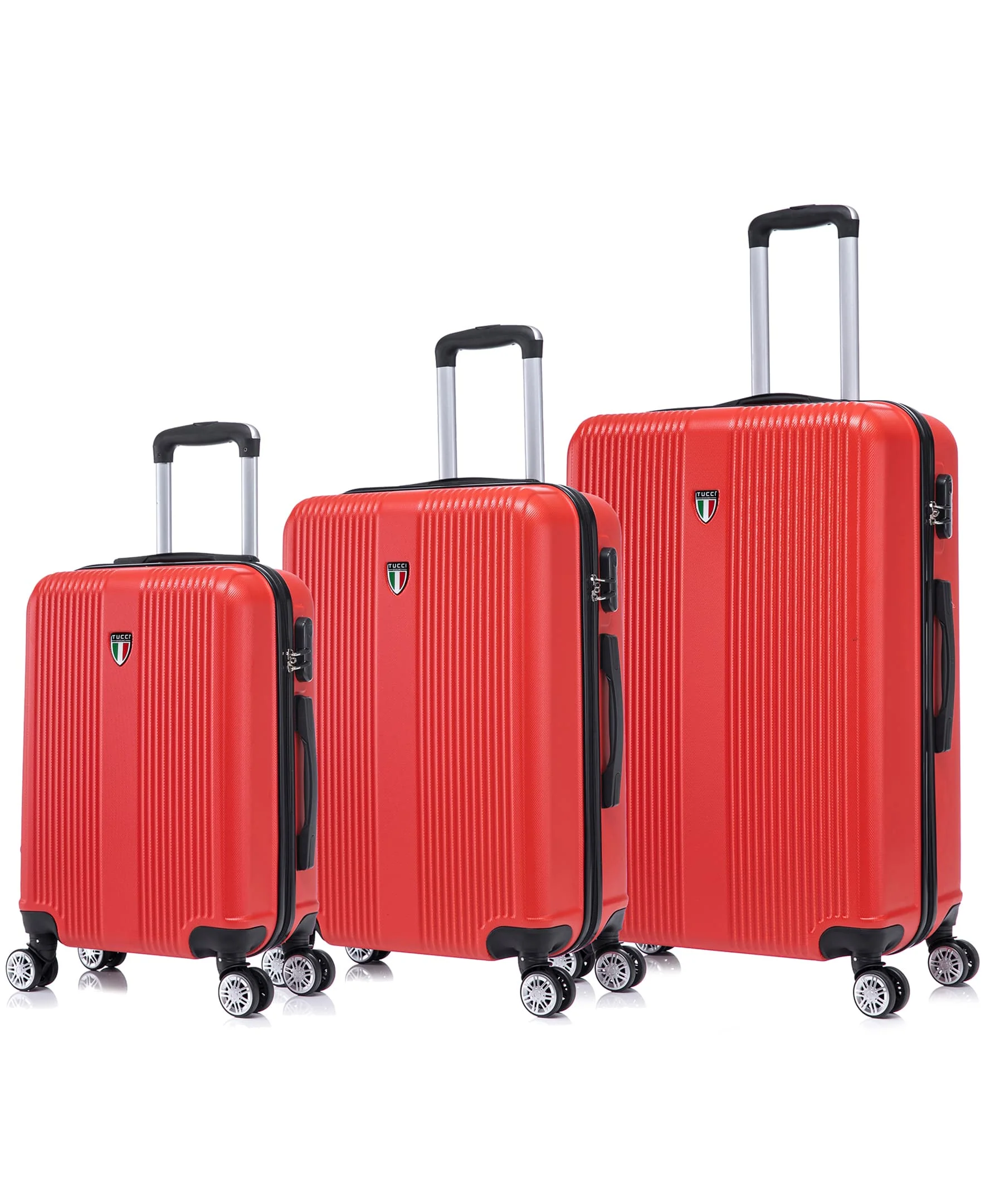 TUCCI Italy LUSTRIA 3PC Hardside Luggage Set (20" 24" 28") - Black - Image 17