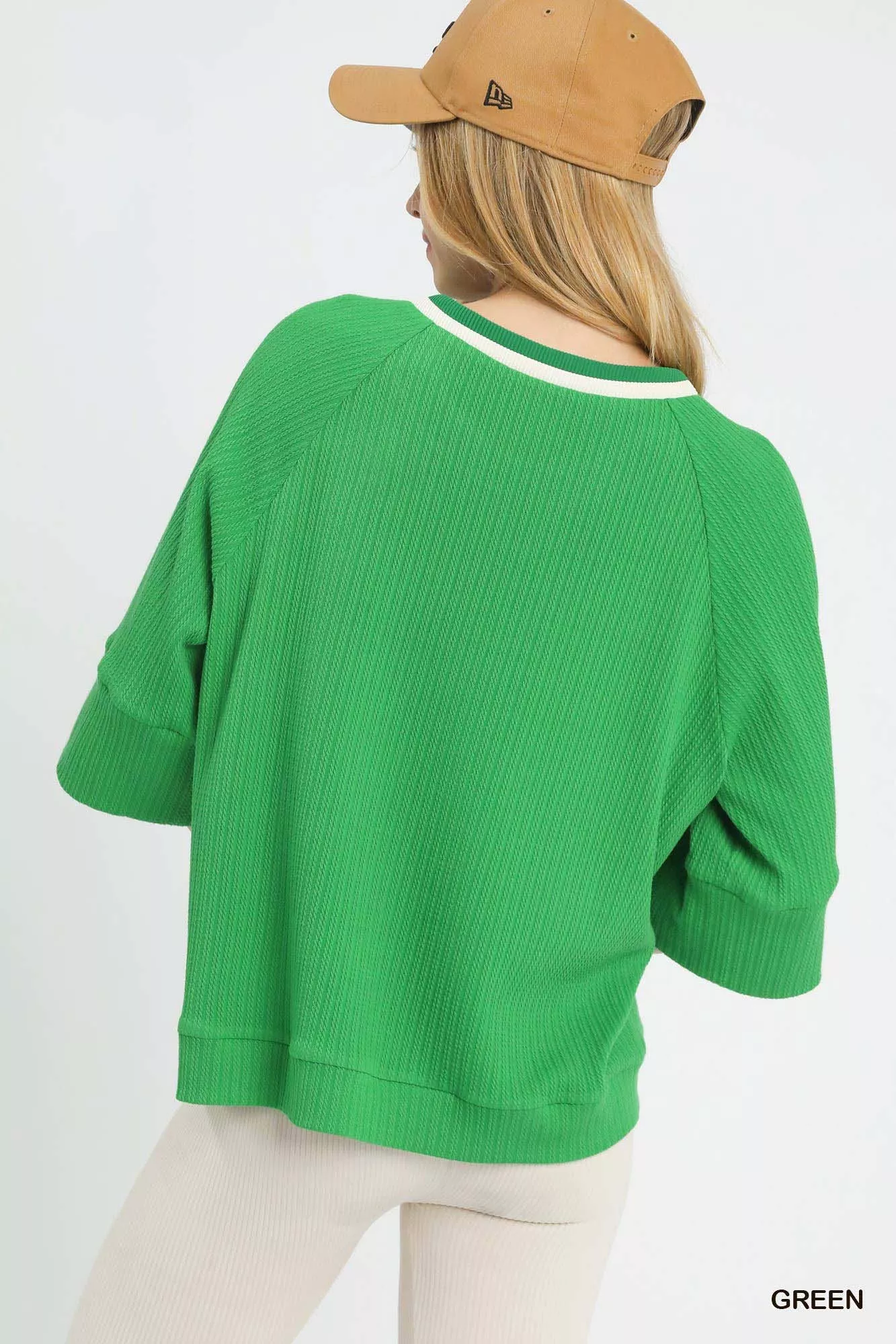 Umgee Ribbed Knit Top with Contrast Trim - Image 3