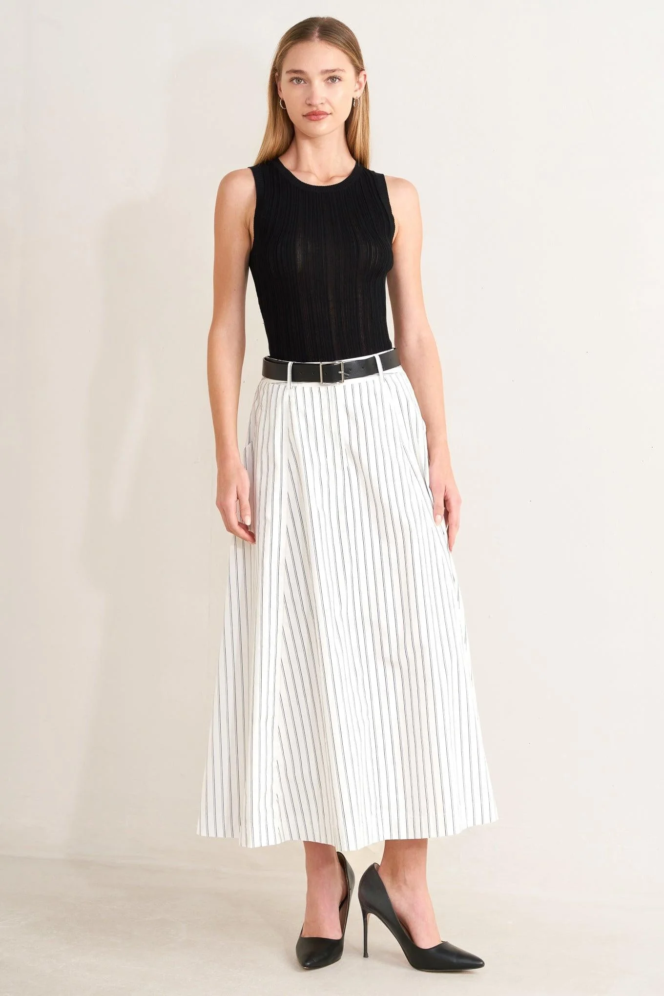 Uptown Stripe Woven Mdi Circle Skirt - Image 3