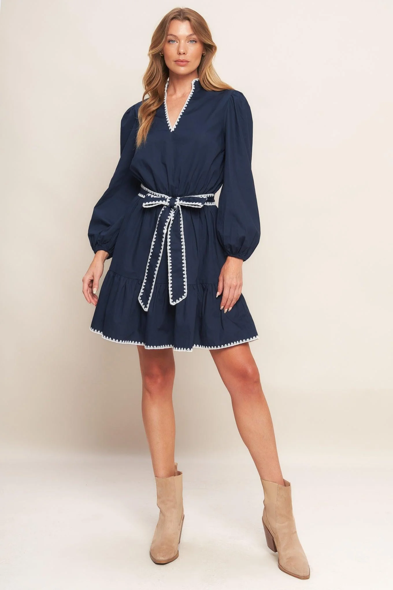 Urban Noir Navy Woven Mini Dress - Image 3