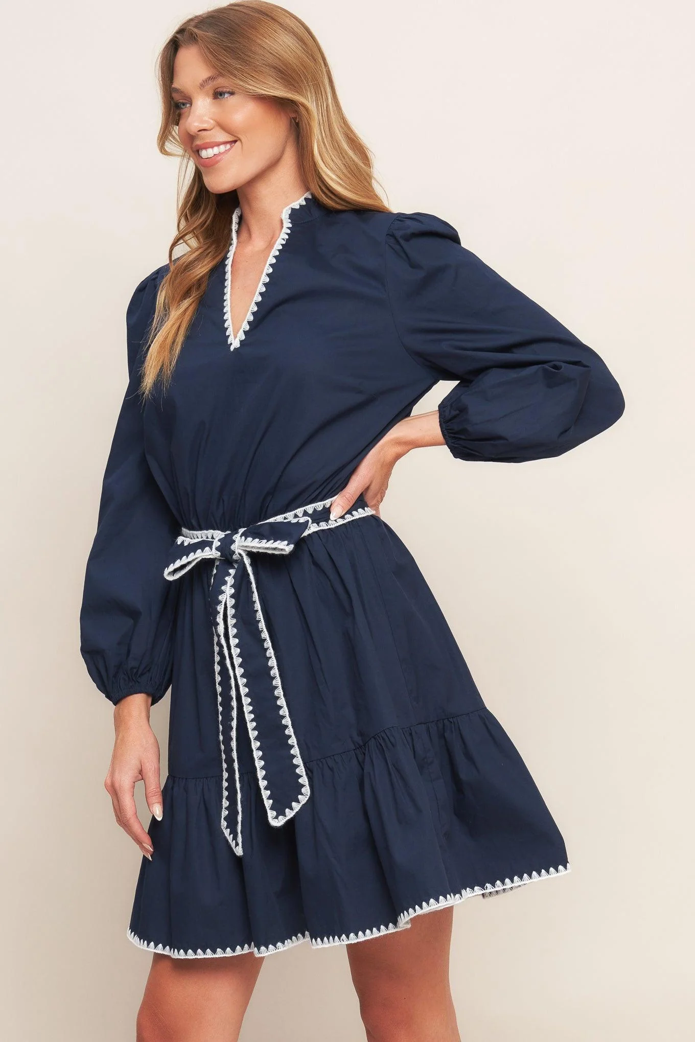 Urban Noir Navy Woven Mini Dress - Image 4