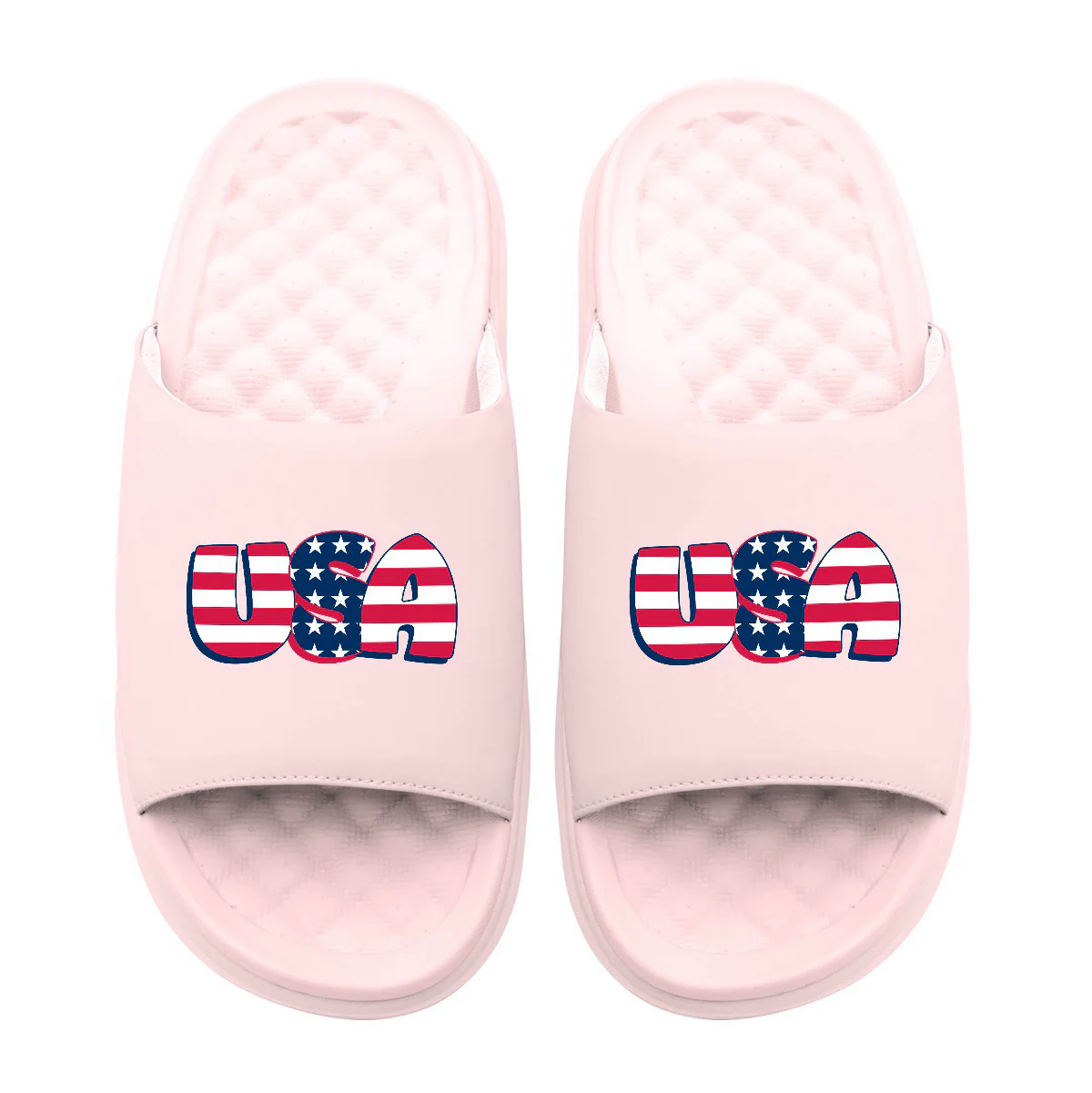 USA Flag Wordmark Motive Slide Sandals - Image 8