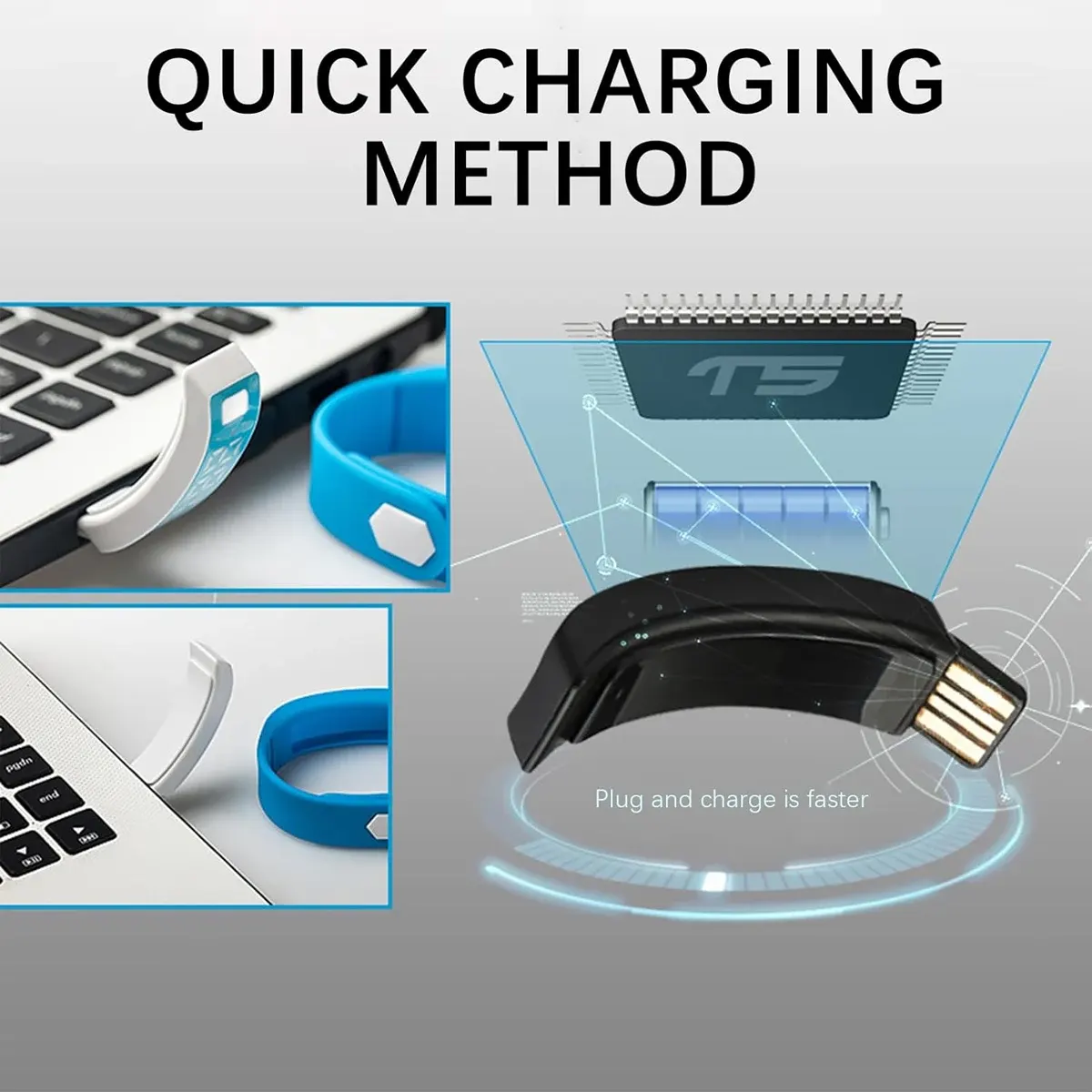 USB Charging Sport Bracelet Watch - Image 3