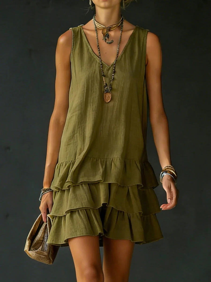 V-Neck Sleeveless Midi Dress – 5 Colors, S–2XL - Image 6
