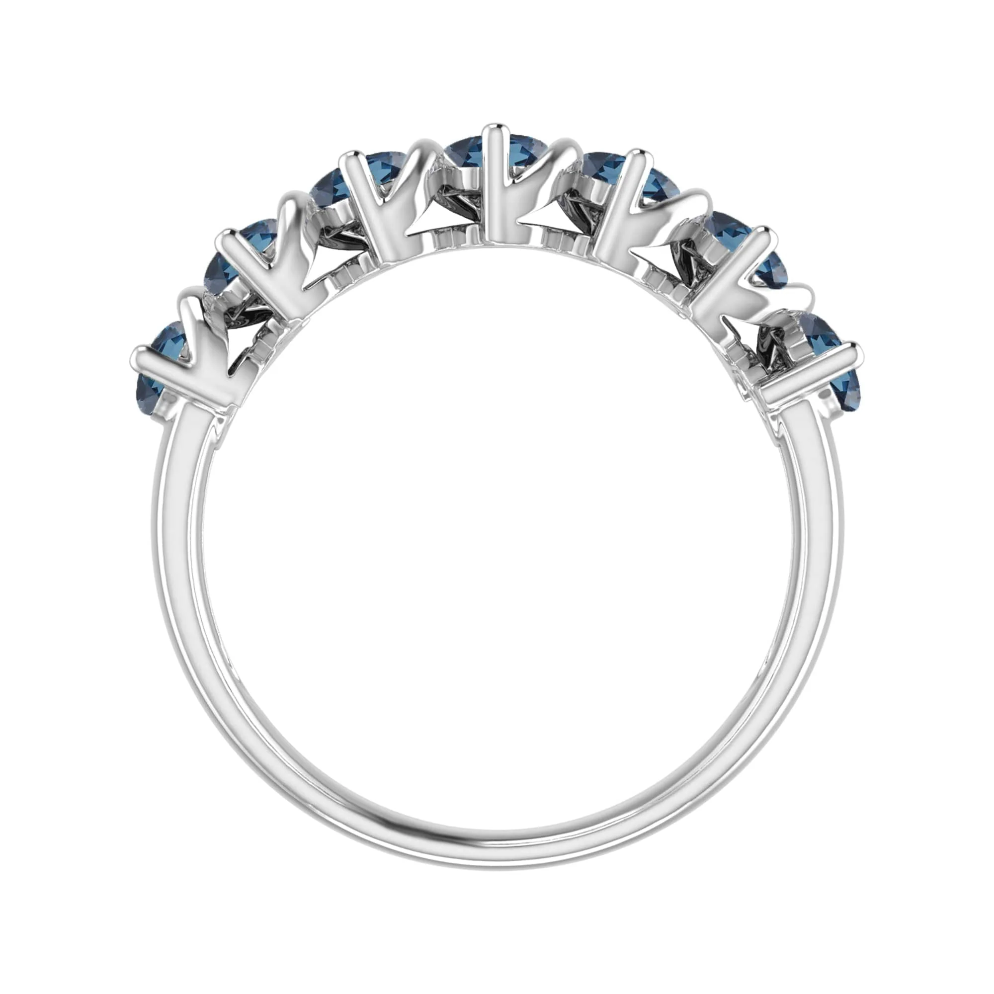V3 Jewelry 925 Sterling Silver 1.05 Carat Natural London Blue Topaz Seven Stone Band Ring - Image 4