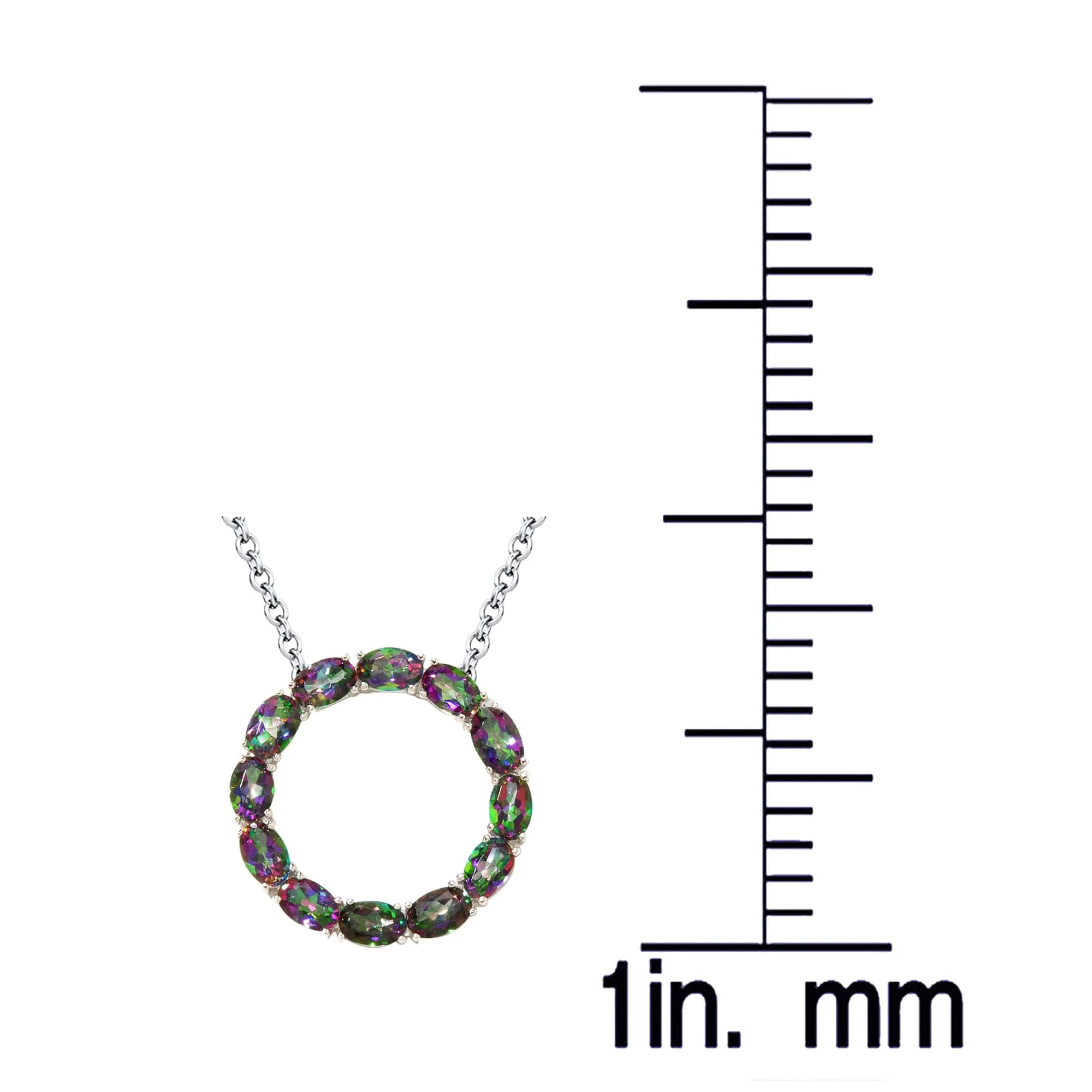 V3 Jewelry 925 Sterling Silver Mystic Green Topaz Eternity Circle Pendant with 18" Chain - Image 4
