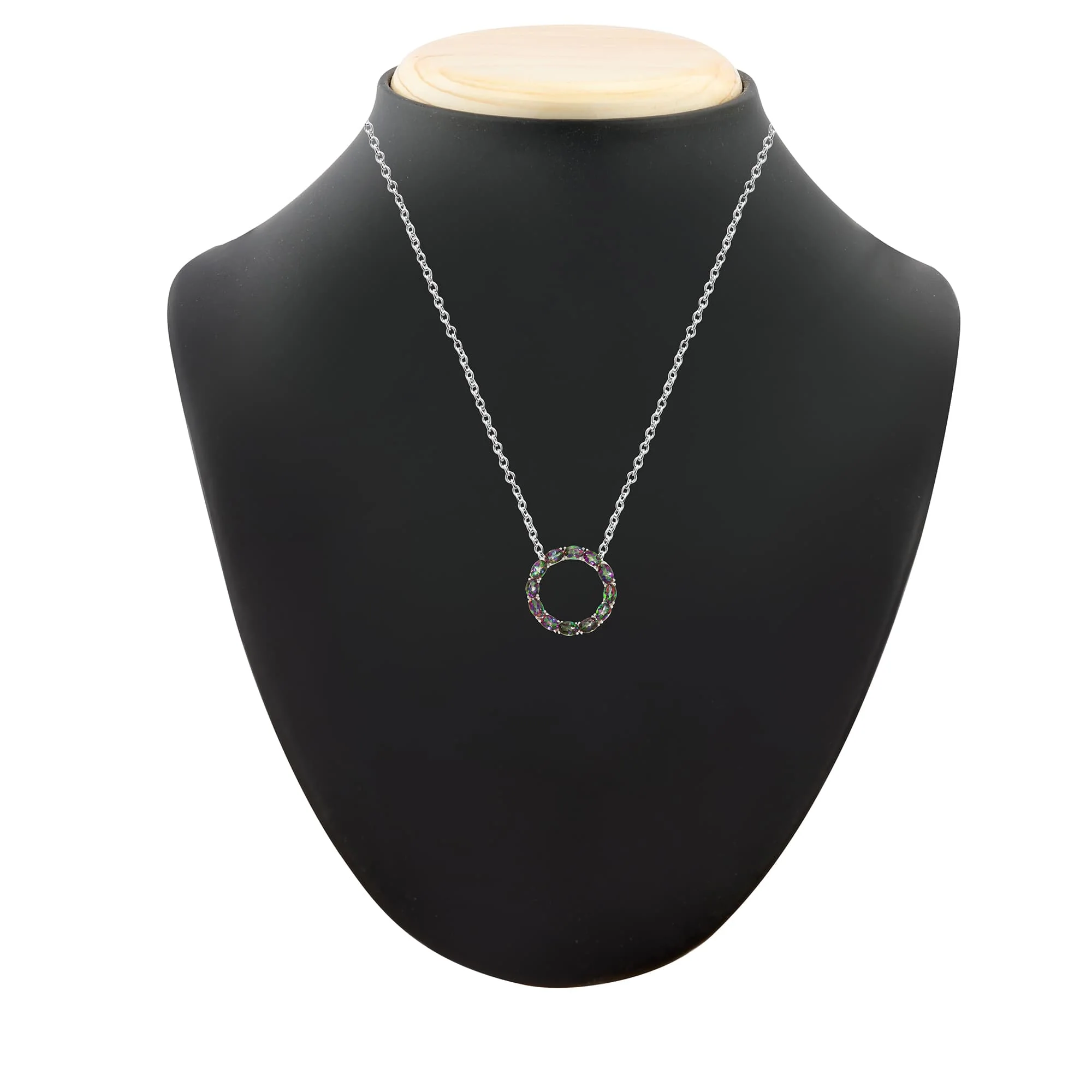 V3 Jewelry 925 Sterling Silver Mystic Green Topaz Eternity Circle Pendant with 18" Chain - Image 5