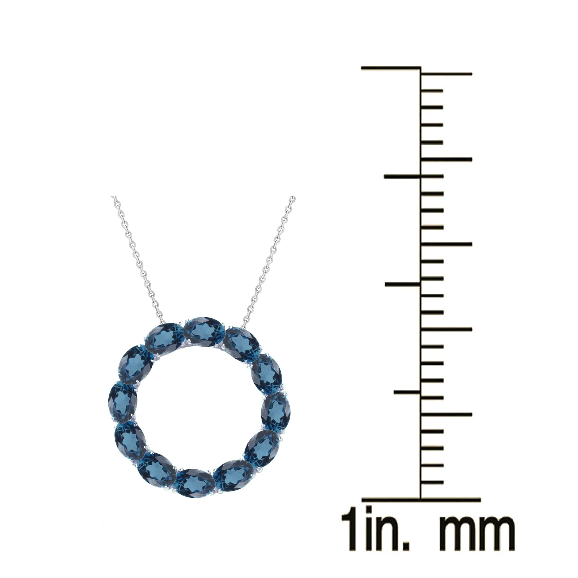 V3 Jewelry 925 Sterling Silver Oval Cut Real 6.80 Carat London Blue Topaz Circle Pendant with 18" Chain - Image 3