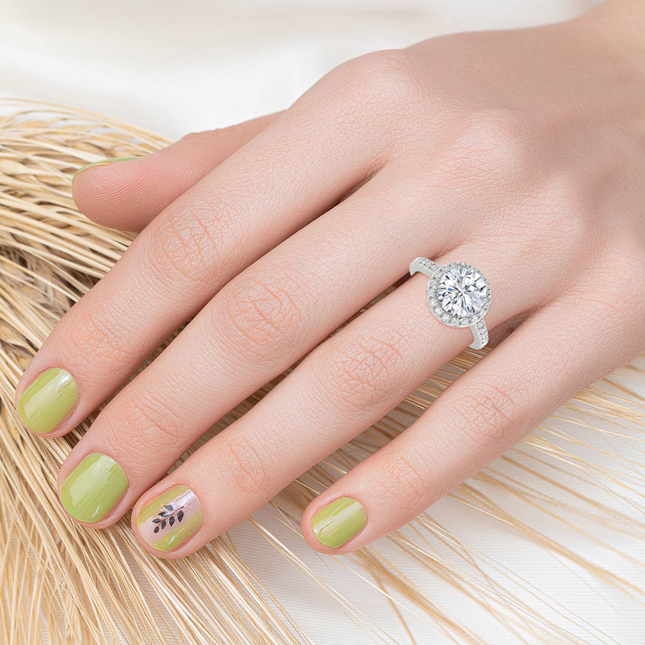 V3 Jewelry® 925 Sterling Silver with Moissanite and White Topaz Halo Ring - Image 3