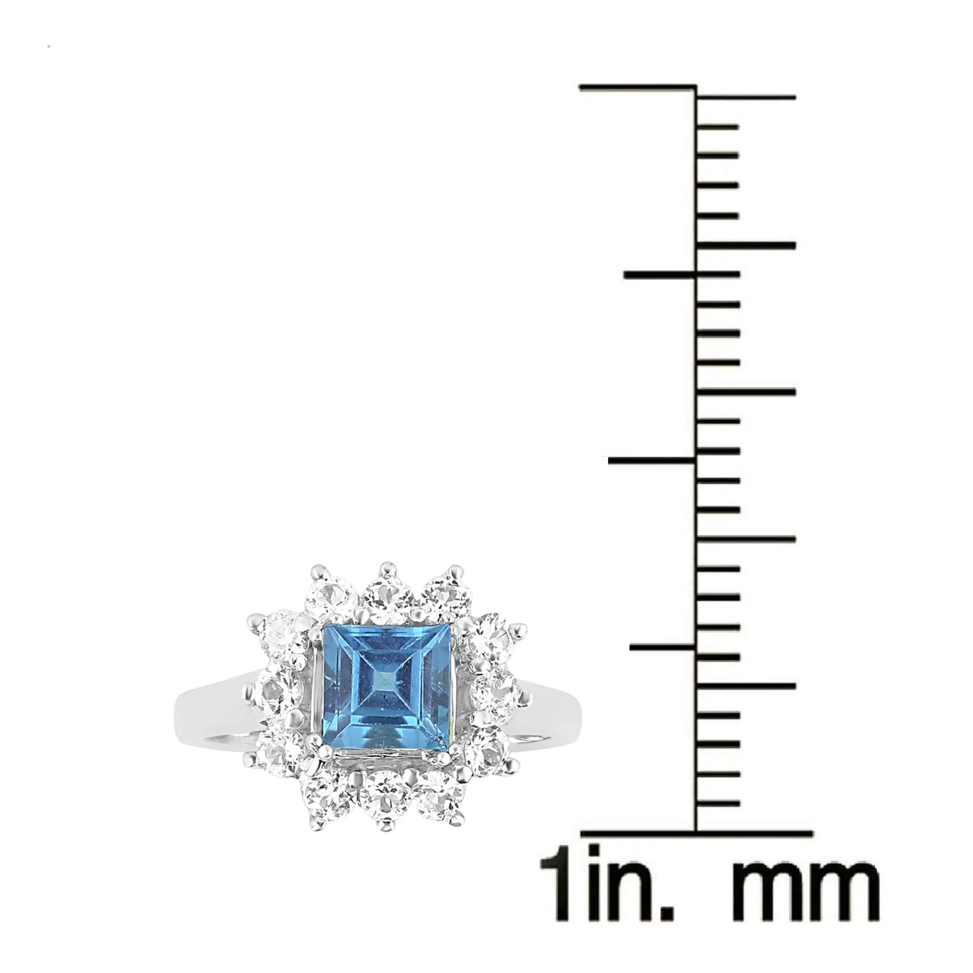 V3 Jewelry 925 Sterling Silver with Natural London Blue Topaz and White Topaz Halo Ring - Image 6