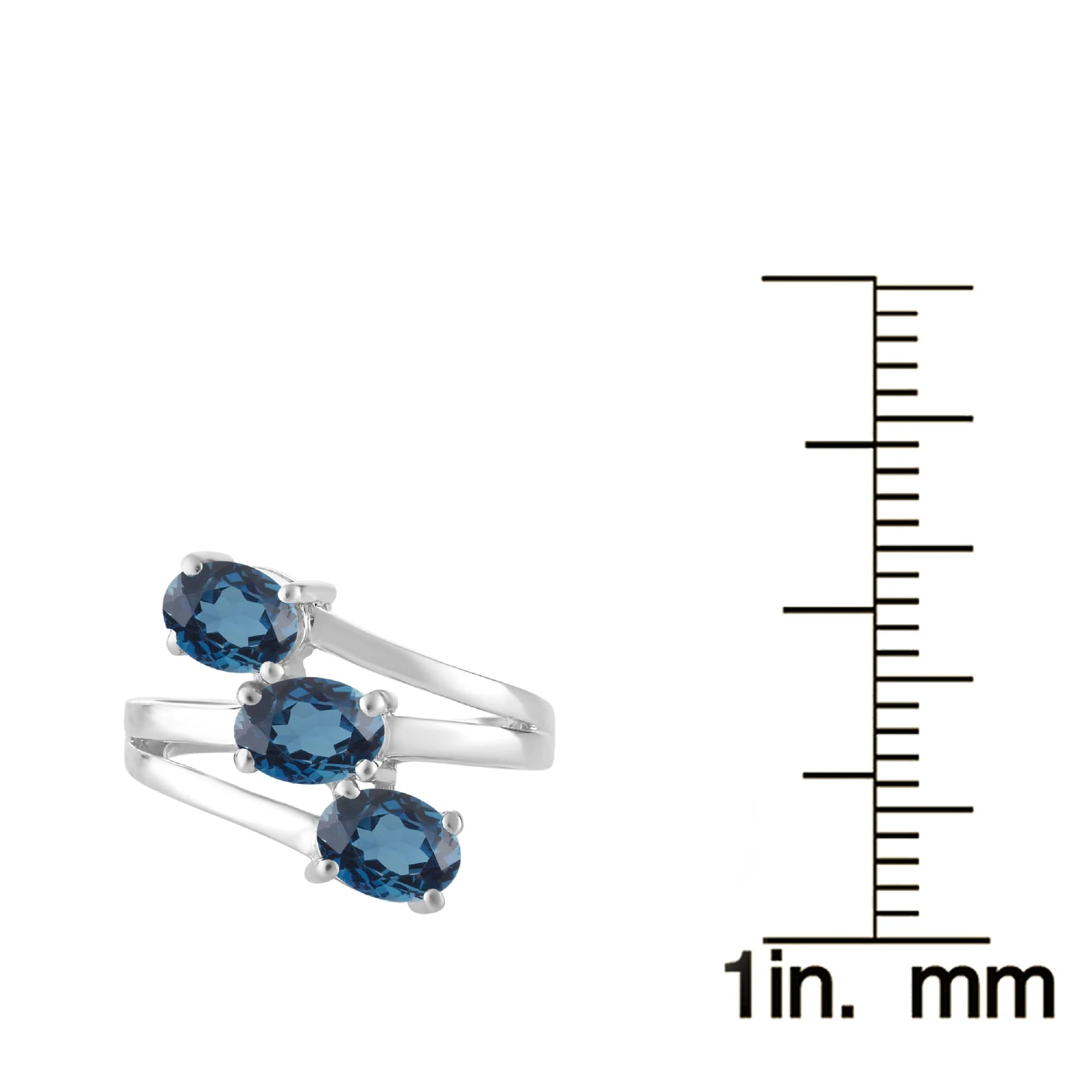 V3 Jewelry 925 Sterling Silver with Oval Shape 7X5 MM London Blue Topaz Three Stone Ring - Image 5