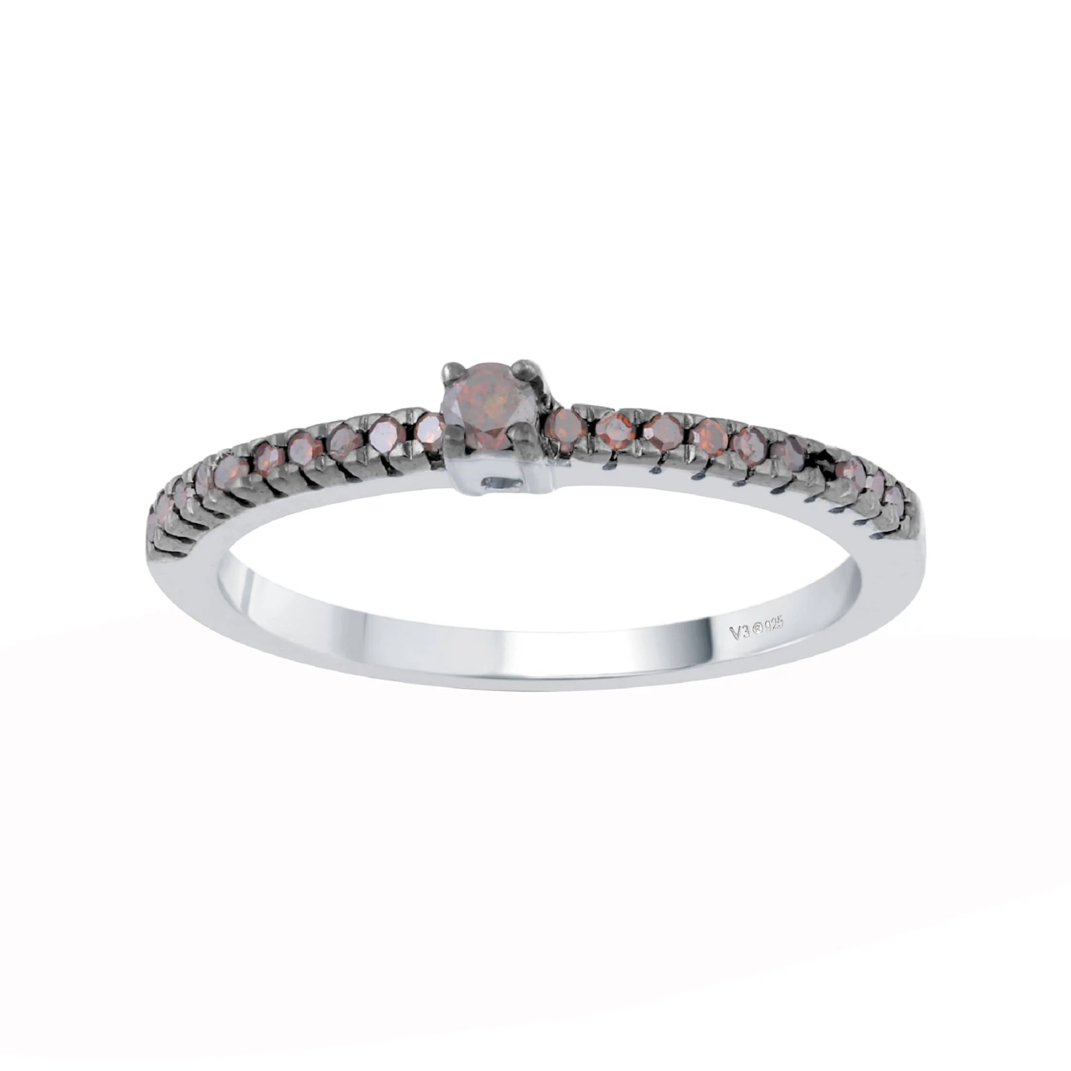V3 Jewelry Genuine Red Diamond Sterling Silver Stackable Band Ring - Image 2