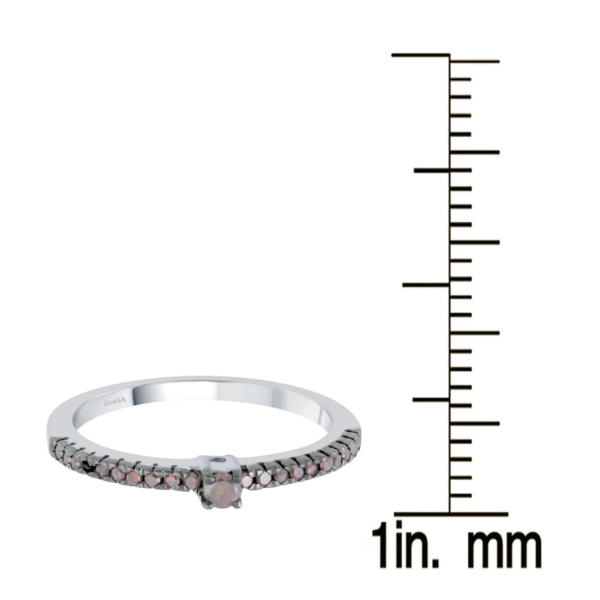 V3 Jewelry Genuine Red Diamond Sterling Silver Stackable Band Ring - Image 4