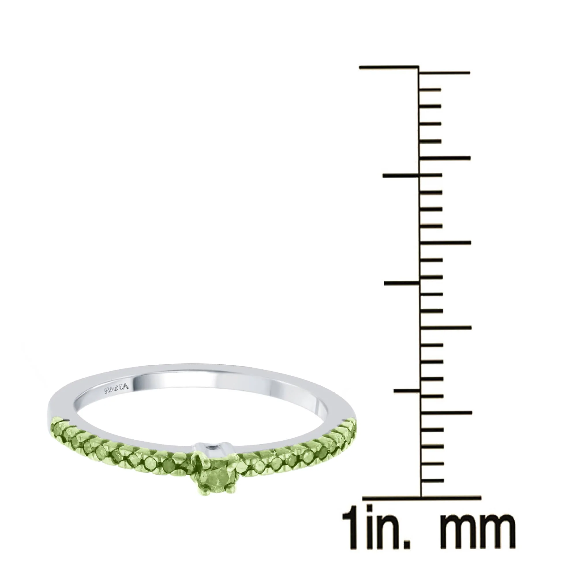 V3 Jewelry Natural Green Diamond Sterling Silver Stackable Band Ring - Image 4