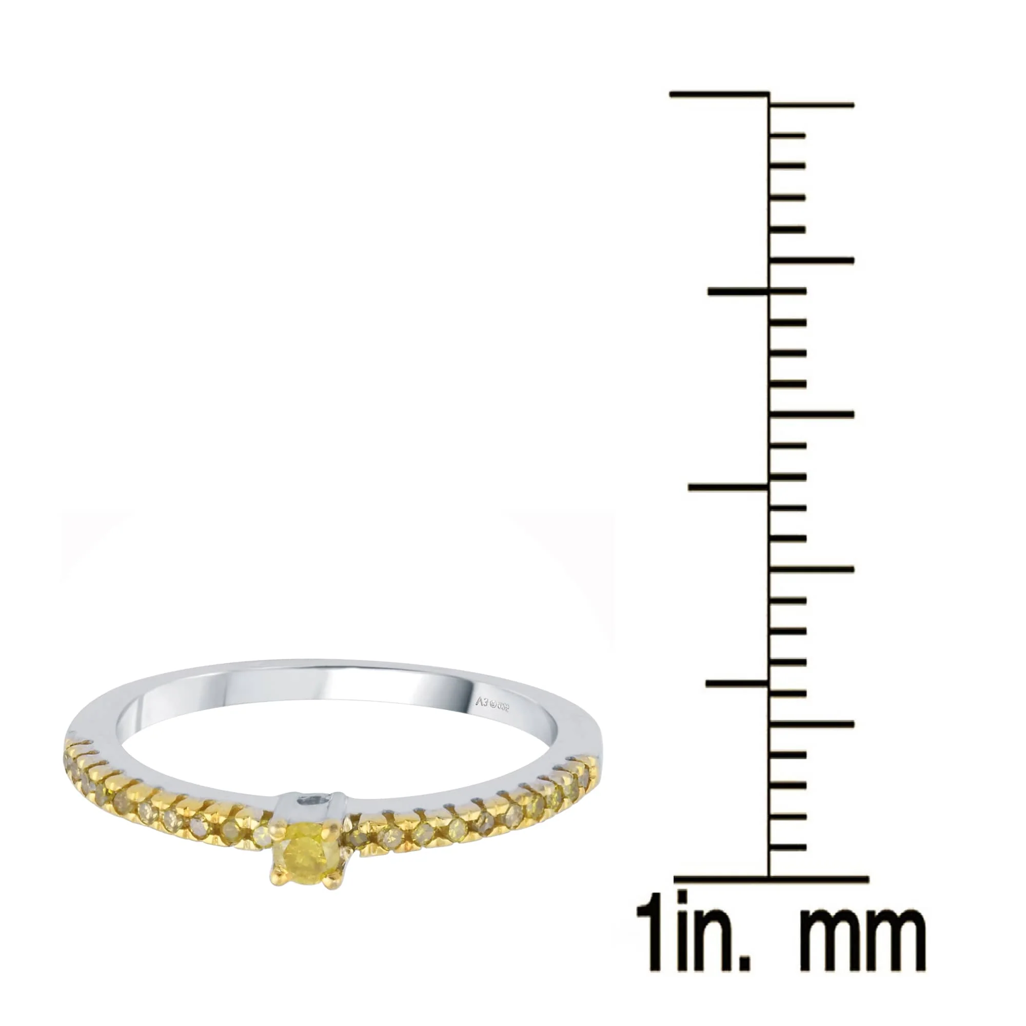 V3 Jewelry Round Real Yellow Diamond Sterling Silver Stackable Band Ring - Image 4