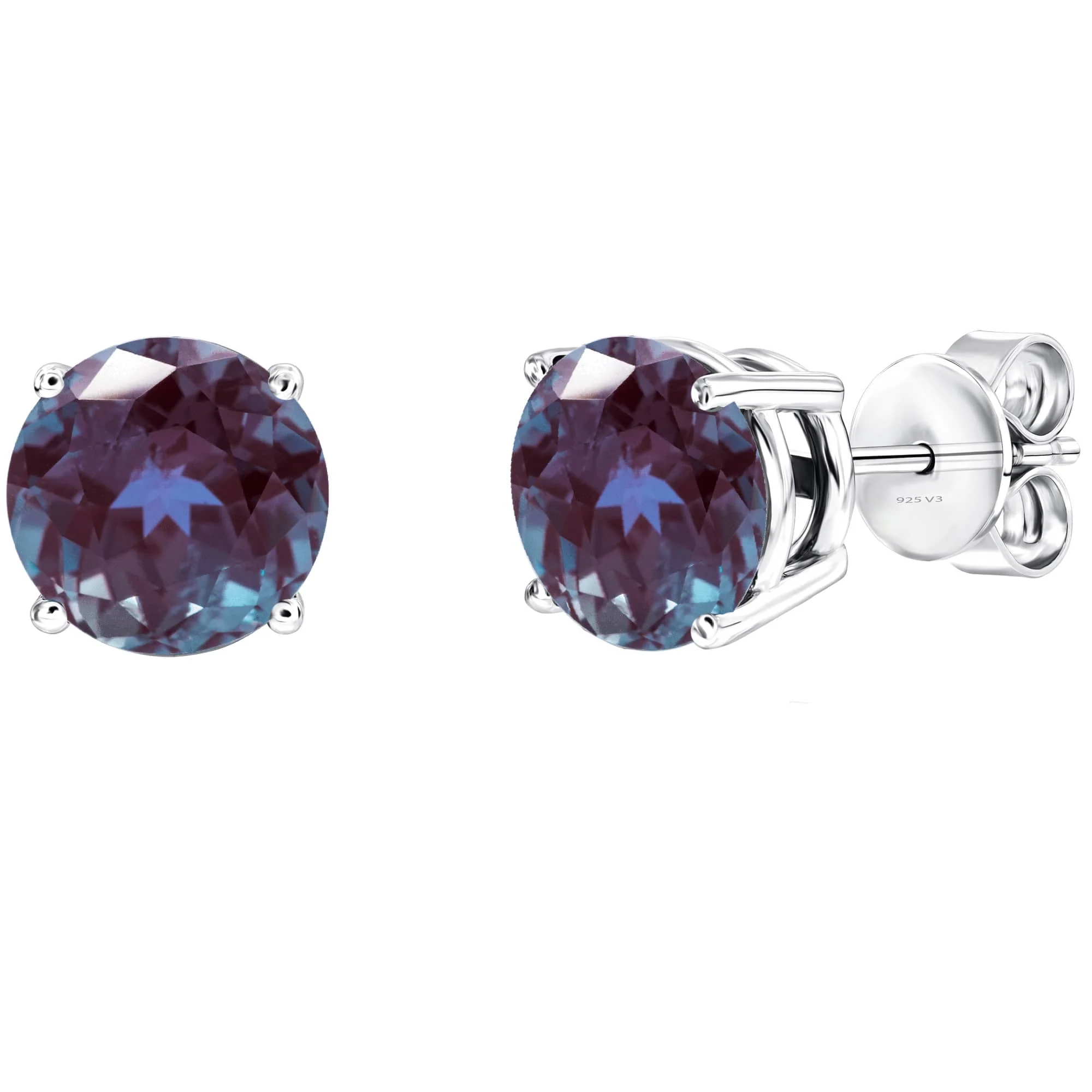 V3 Jewelry Set of Two Sterling Silver with Freshwater Pearl and Color Changing Alexandrite Stud Earring - Image 2