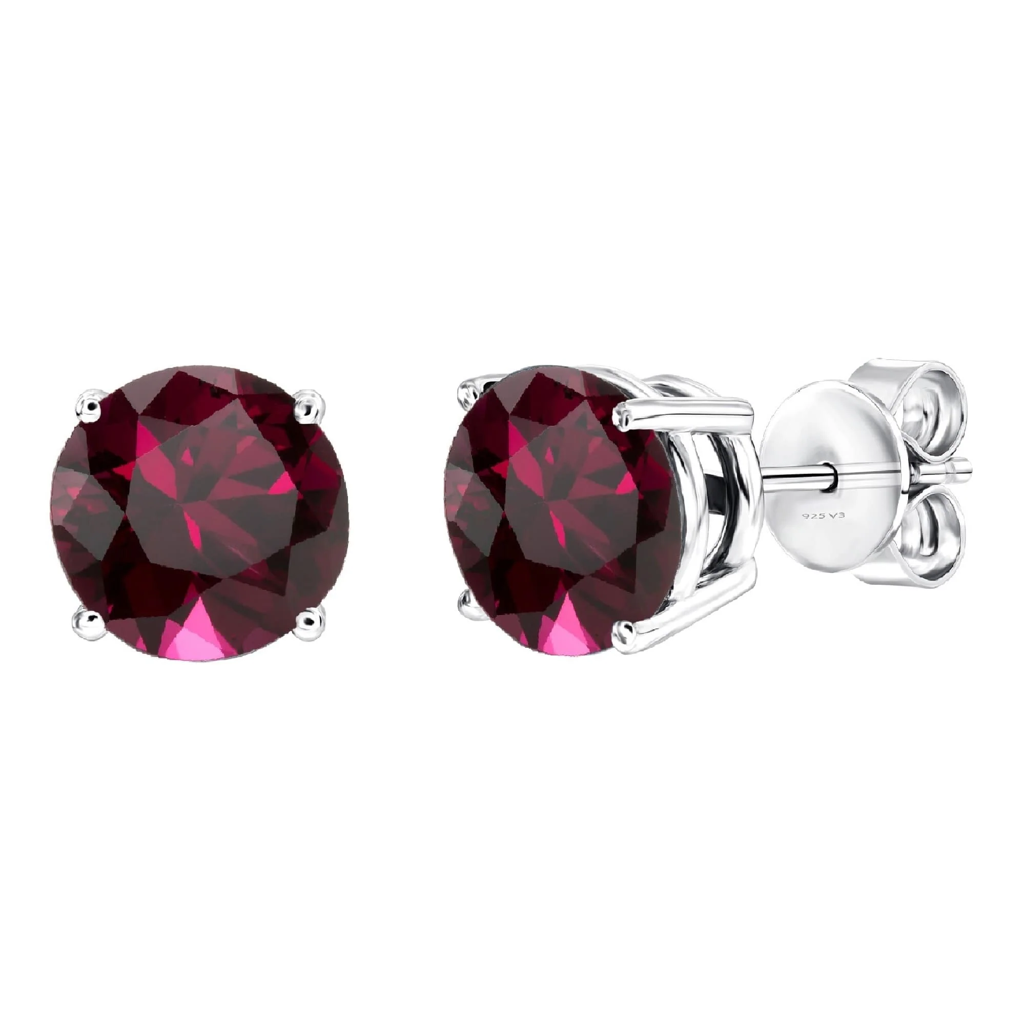 V3 Jewelry Set of Two Sterling Silver with Natural White Topaz and Ruby Stud Earring - Image 2
