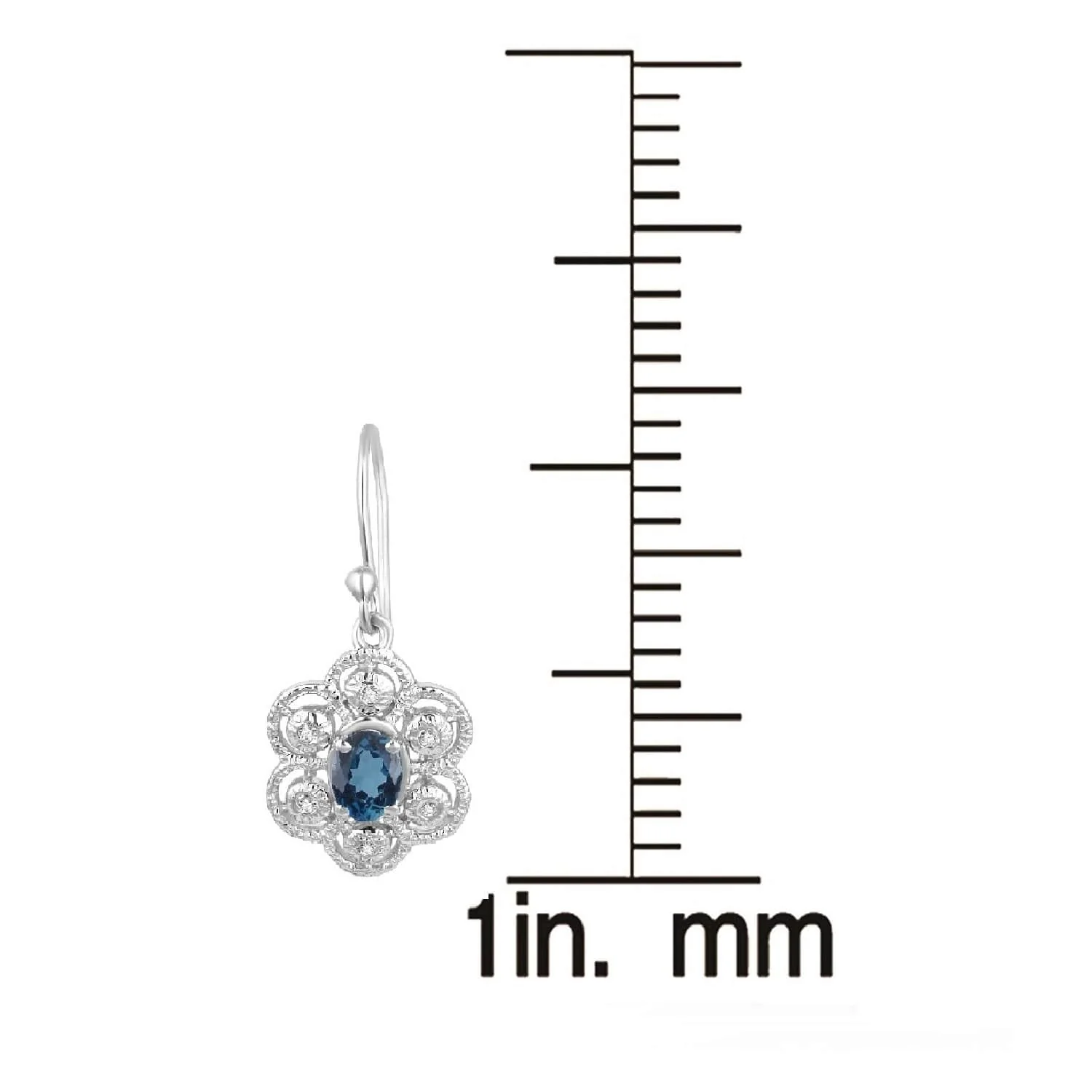 V3 Jewelry Sterling Silver 1.75 Carat Oval Shape Natural London Blue Topaz Dangle Earrings - Image 4