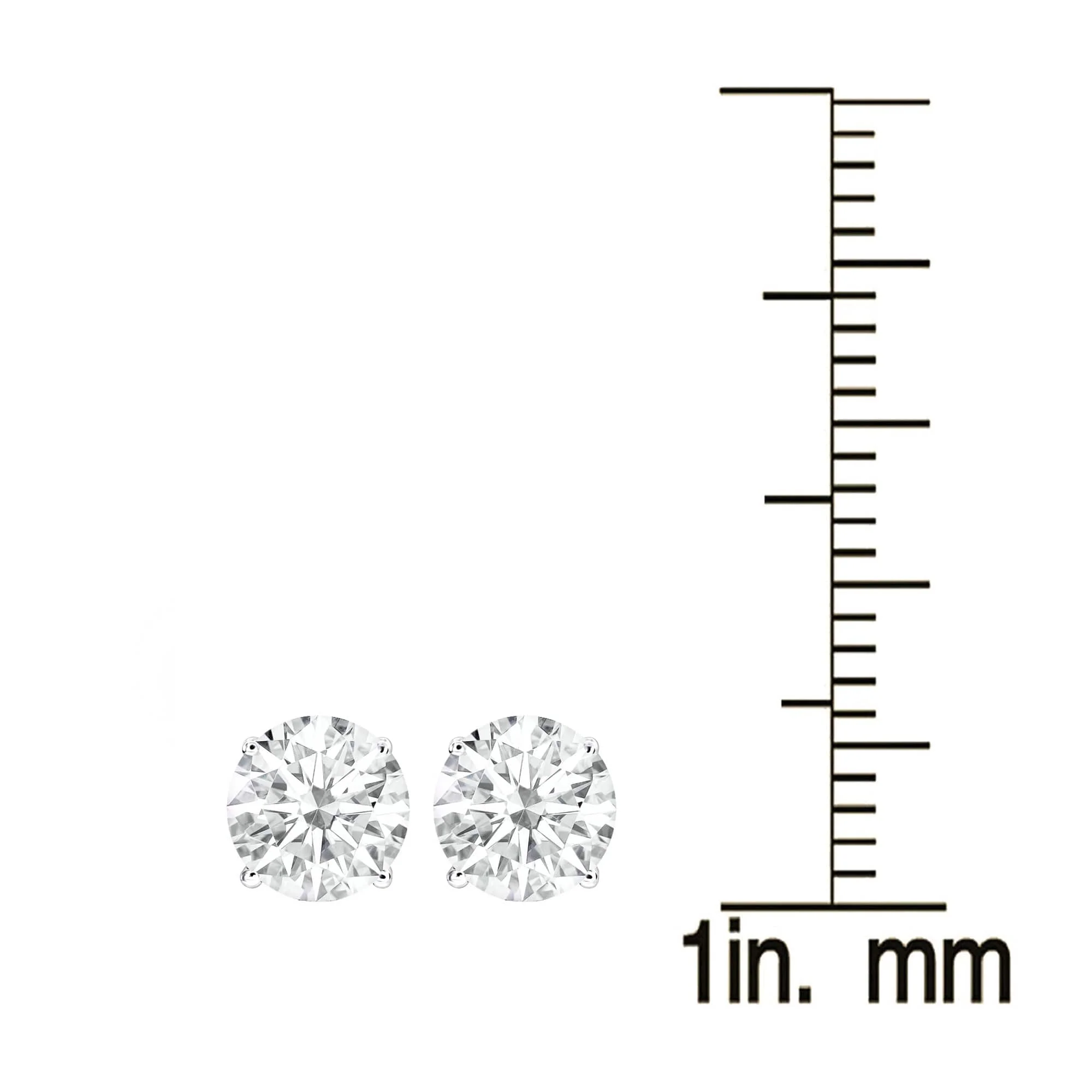 V3 Jewelry Sterling Silver 2.20 Carat Round Cut Moissanite Solitaire Stud Earrings - Image 2