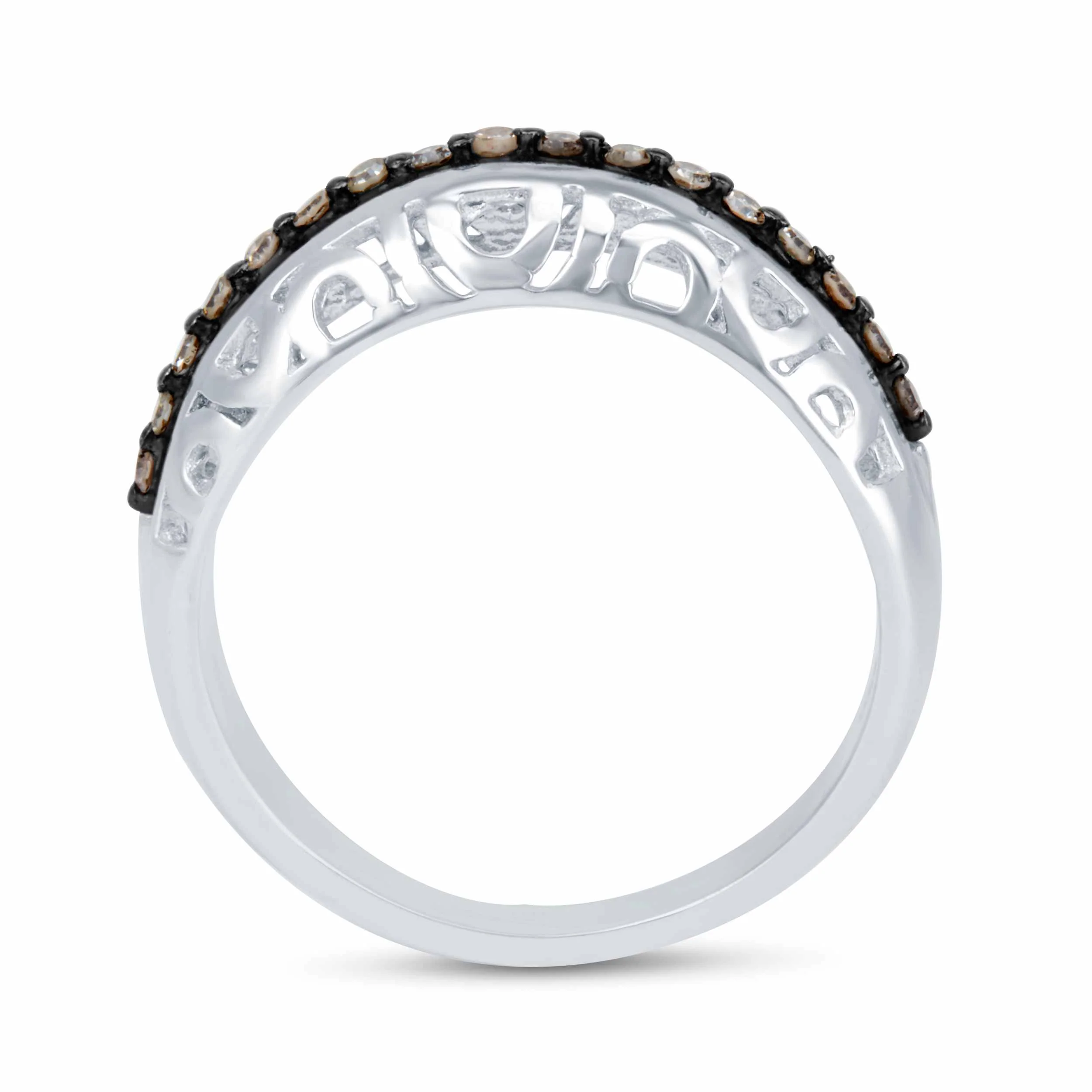 V3 Jewelry Sterling Silver Natural Champagne Diamond Band Ring - Image 5