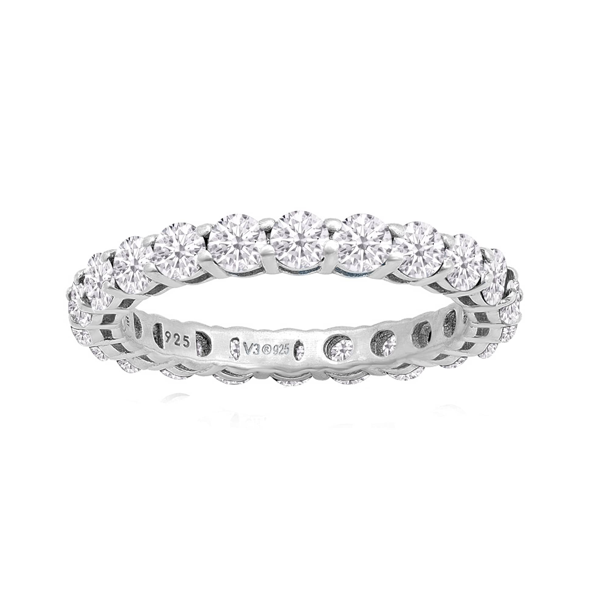 V3 Jewelry Sterling Silver White Moissanite Eternity Annivesary Band Ring