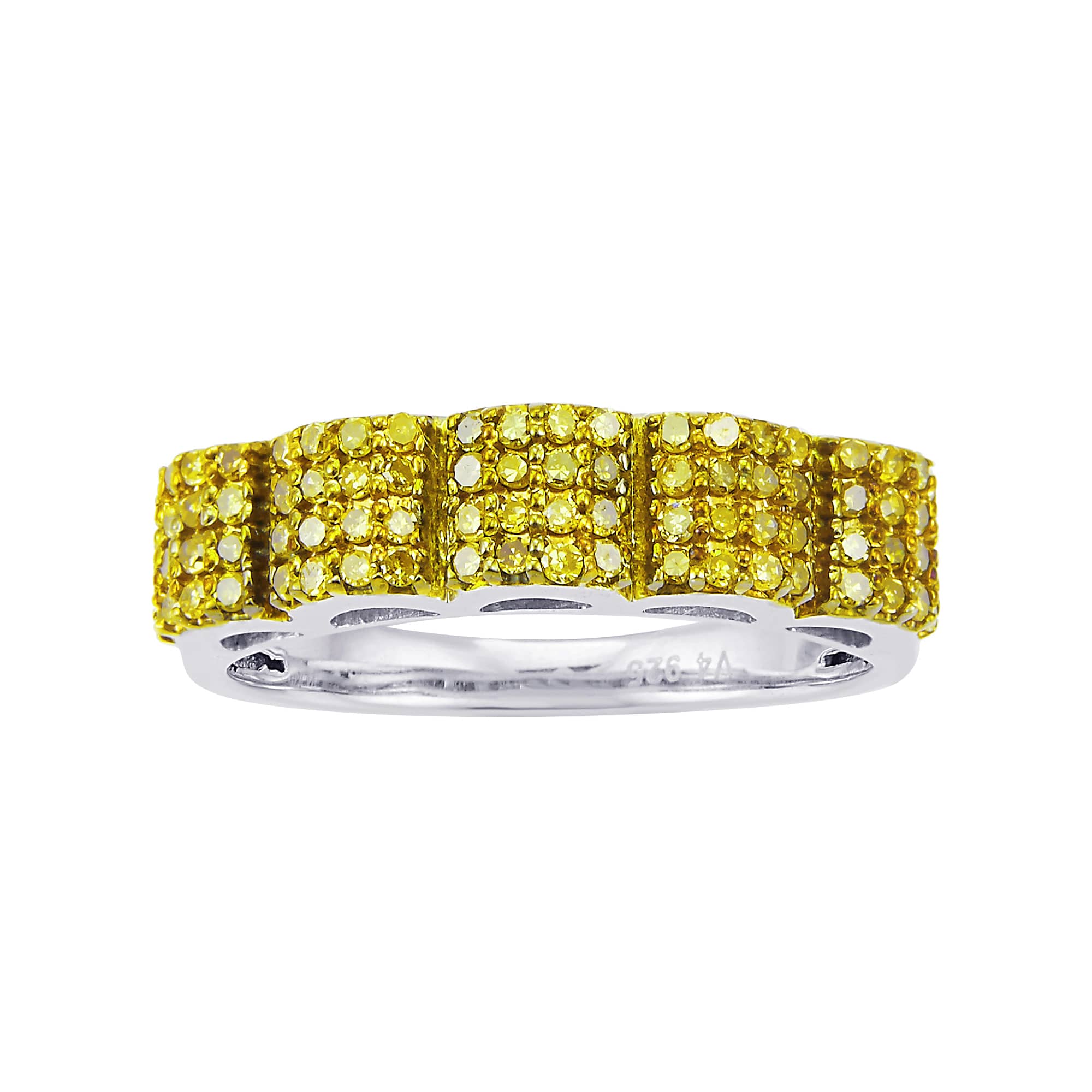 V3 Jewelry Sterling Silver with 1/2 CTTW Natural Yellow Diamond Wide Band Ring - Image 2