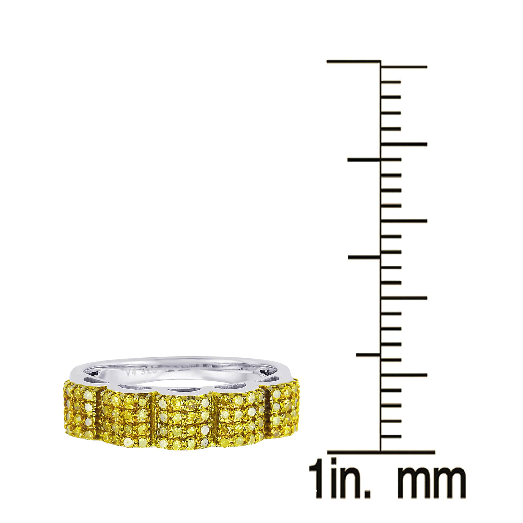 V3 Jewelry Sterling Silver with 1/2 CTTW Natural Yellow Diamond Wide Band Ring - Image 5