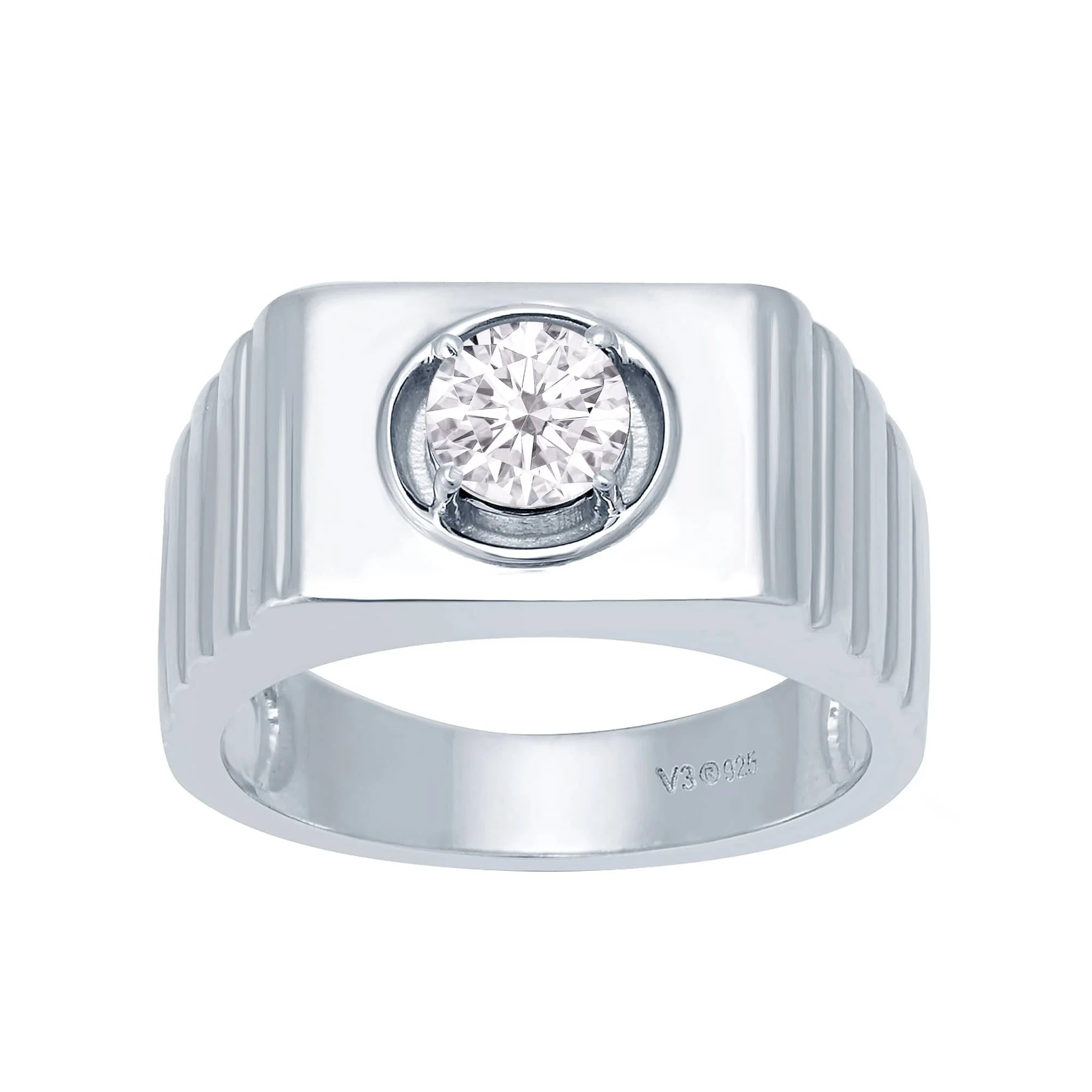V3 Jewelry Sterling Silver with Moissanite Solitaire Ring - Image 5
