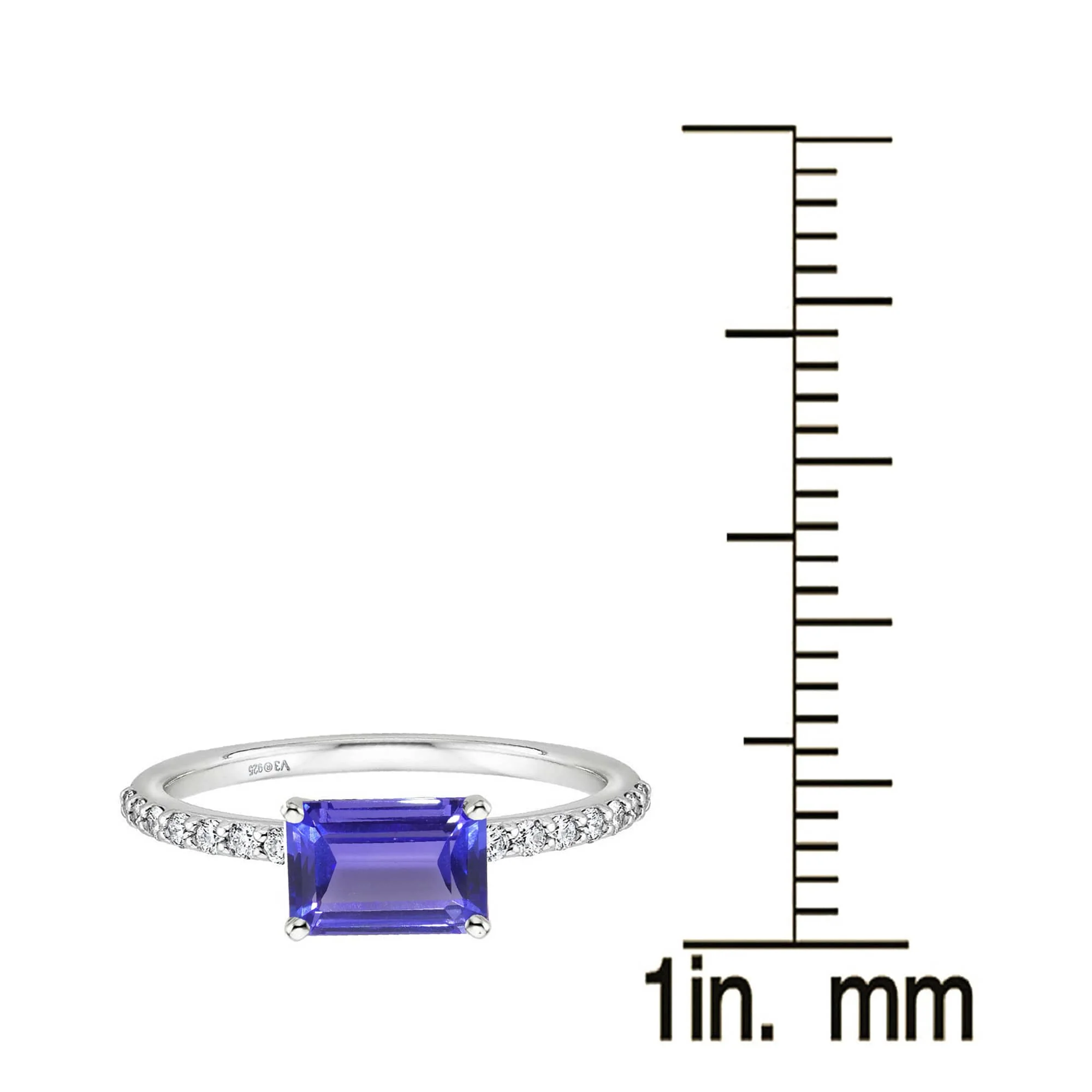 V3 Jewelry Sterling Silver with Natural Tanzanite and White Topaz Engagement Ring - Image 6