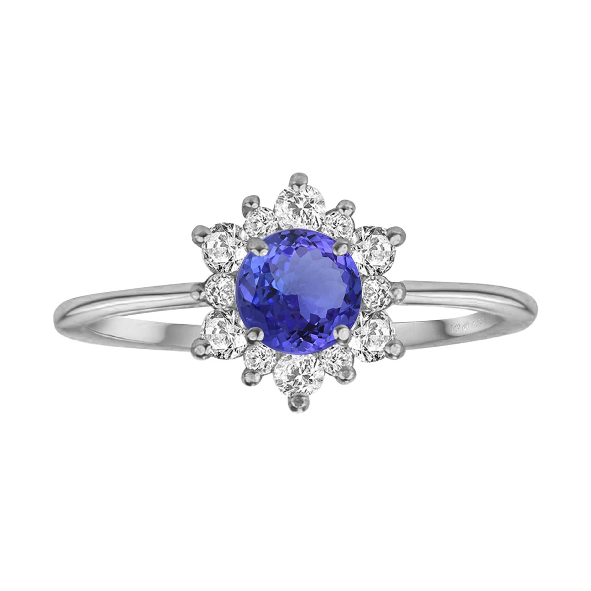 V3 Jewelry Sterling Silver with Natural Tanzanite and White Topaz Flower Ring - Image 5
