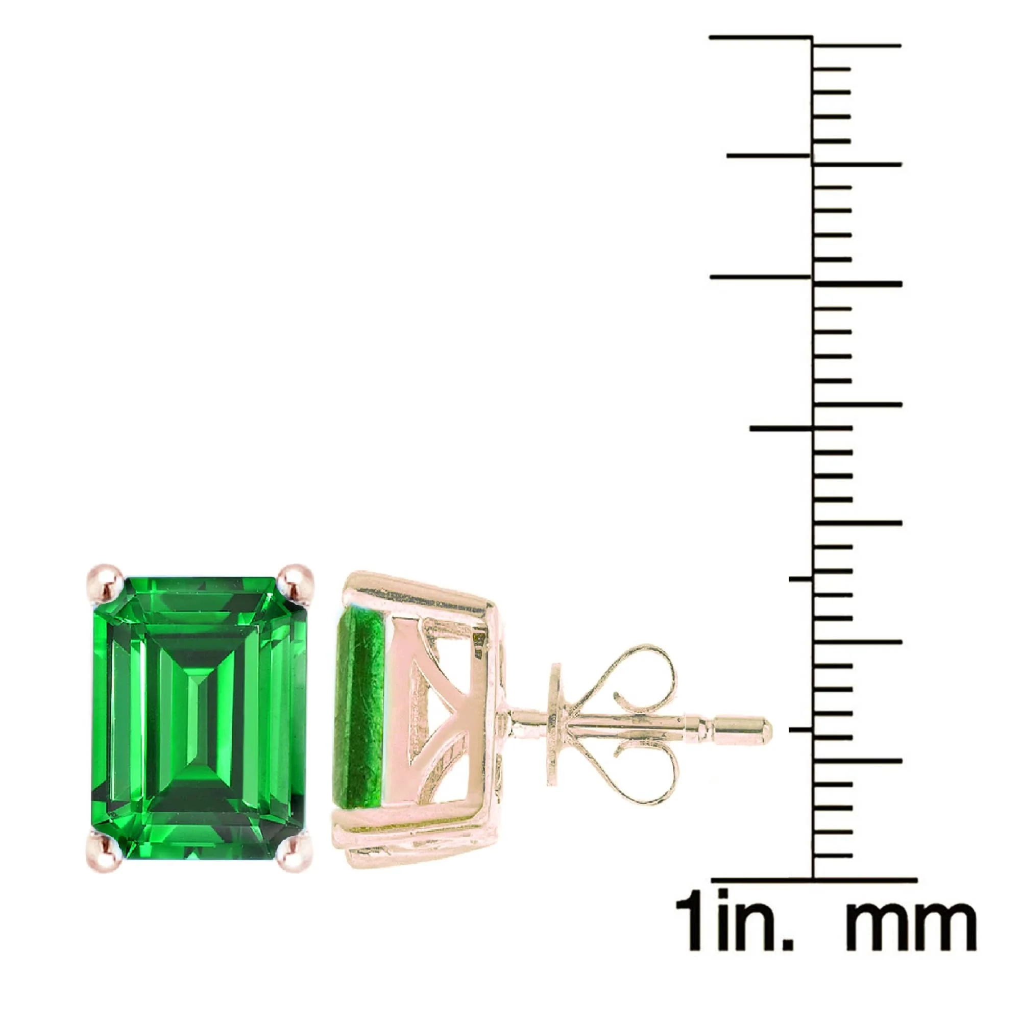 V3 Jewelry Yellow Gold Over 925 Sterling Silver 6.00 Carat Emerald Solitaire Stud Earrings - Image 3