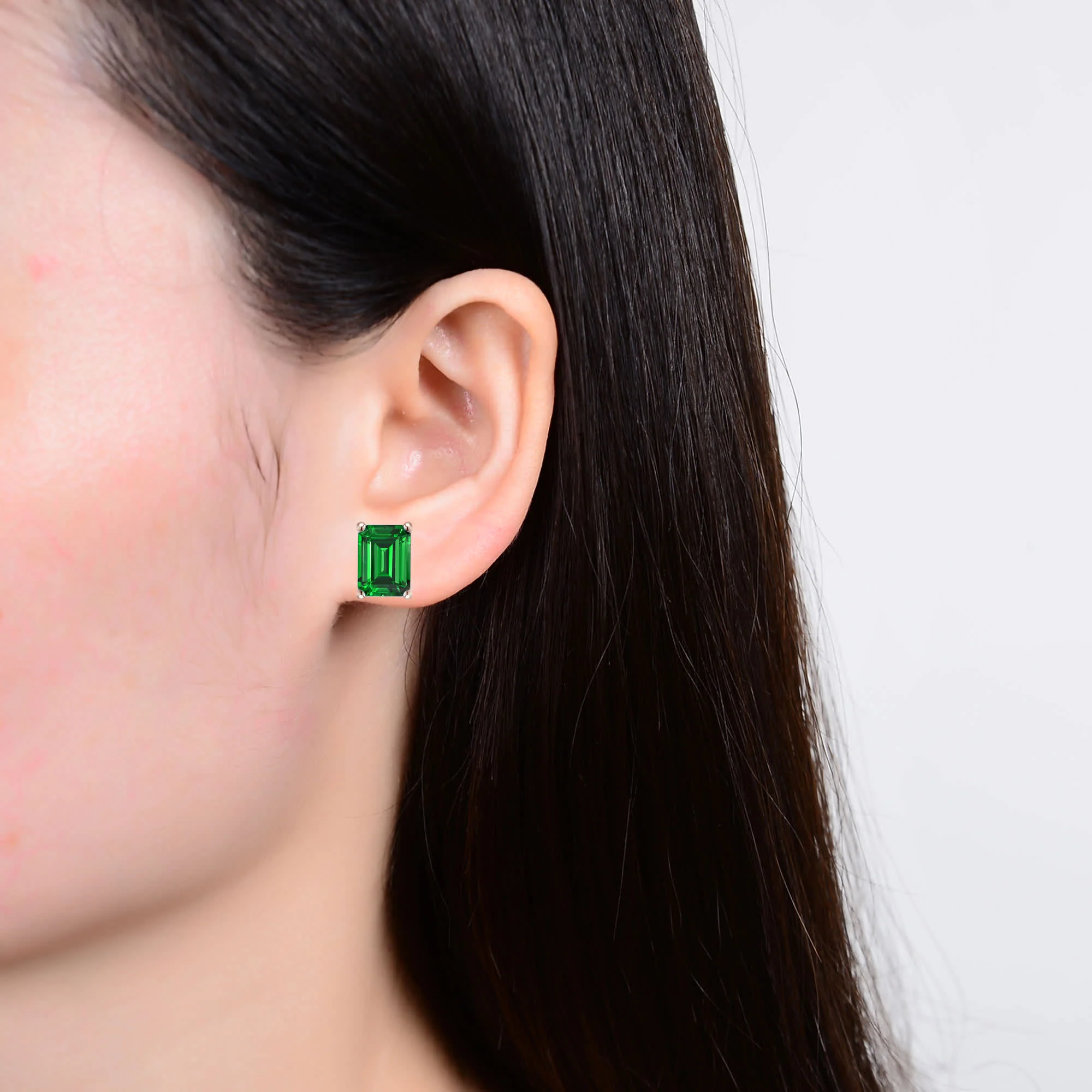 V3 Jewelry Yellow Gold Over 925 Sterling Silver 6.00 Carat Emerald Solitaire Stud Earrings - Image 4