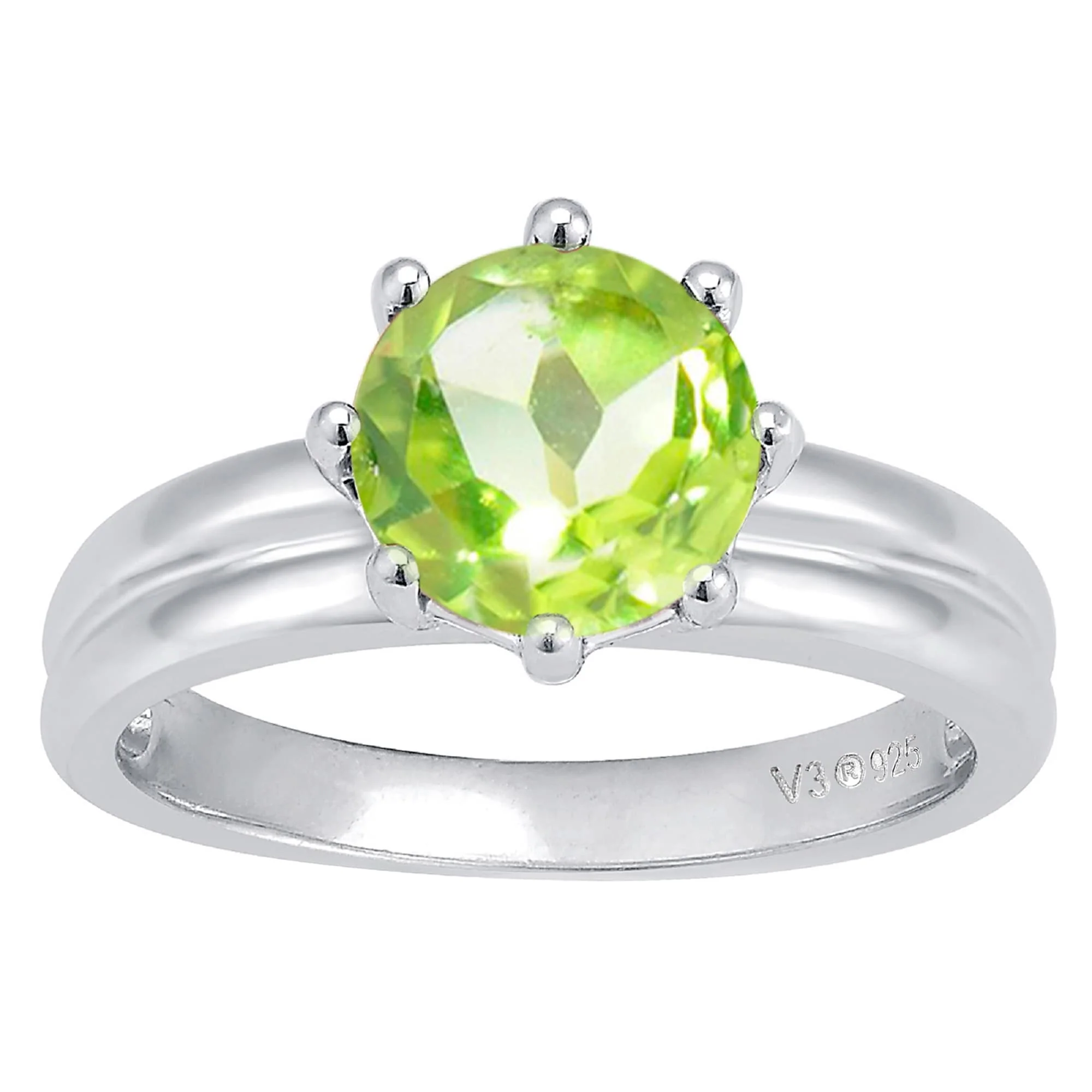 V3 Jewelry Sterling Silver 2.10CT Round Shape Natural Peridot Solitaire Ring - Image 14