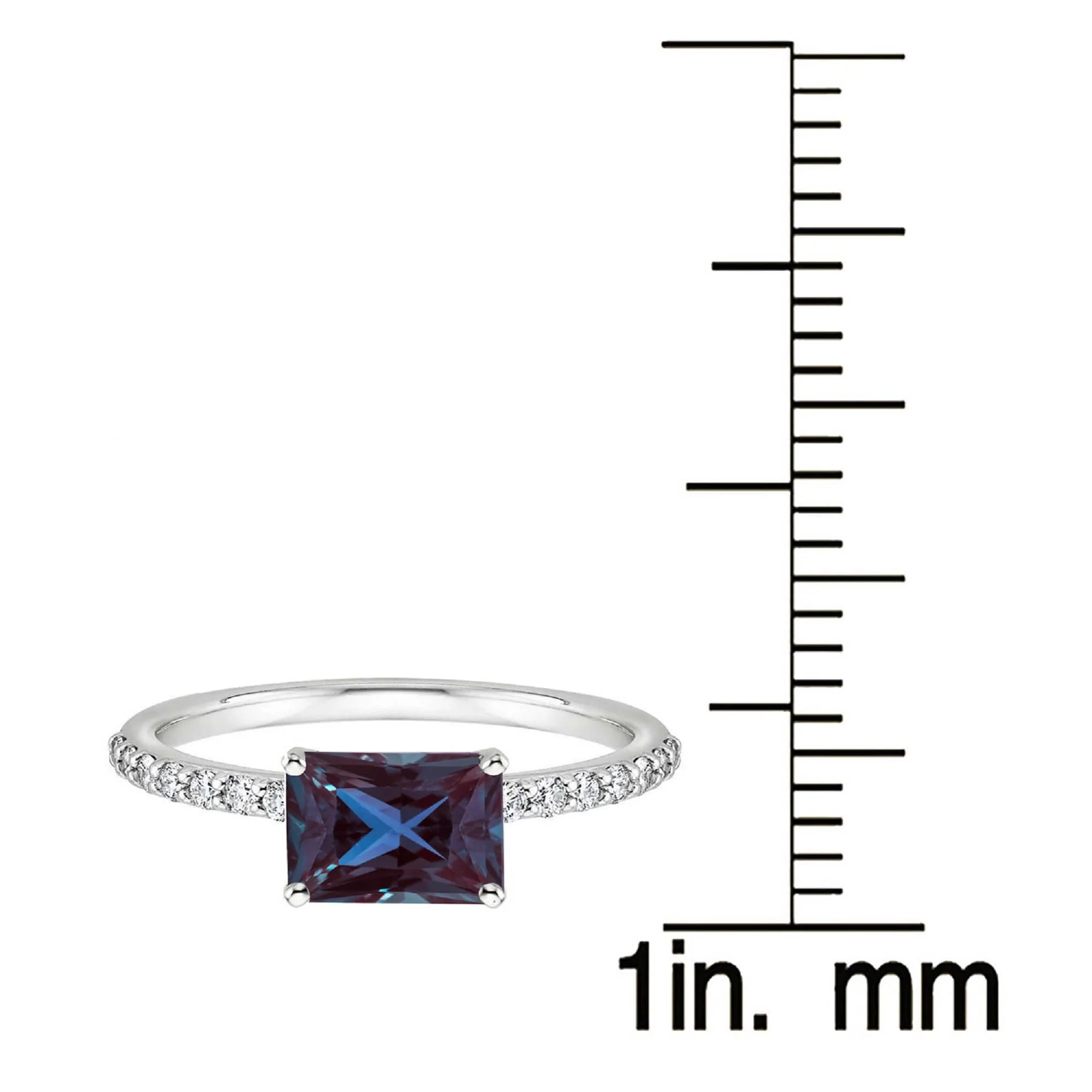 V3 Jewelry Sterling Silver Color Changing Alexandrite and White Topaz Emerald Cut Solitaire Ring - Image 35