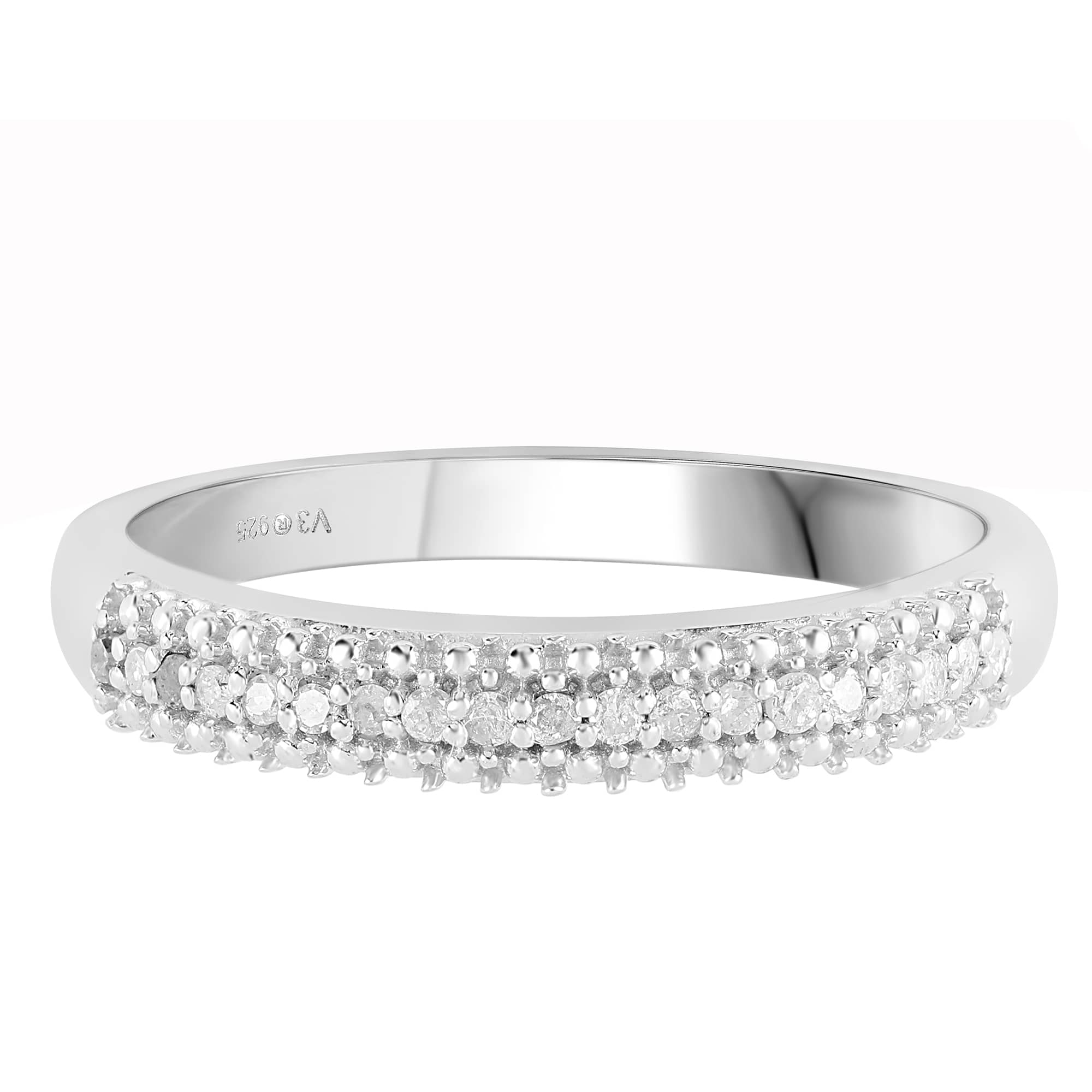 V3 Jewelry Sterling Silver Natural White Diamond Band Ring - Image 9
